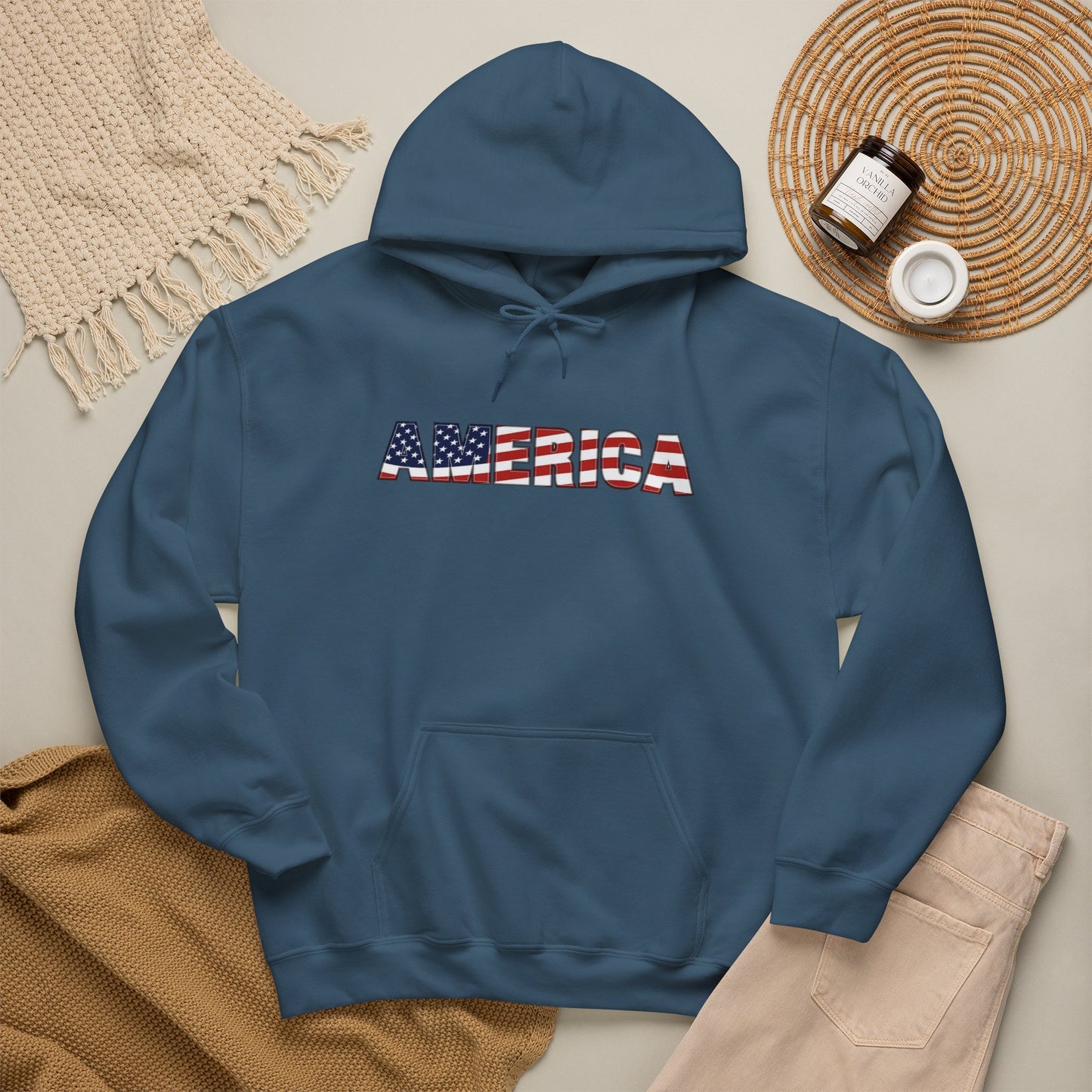 American Flag USA Retro Graphic Hoodie Men's Heavy Blend™ Hooded Sweatshirt