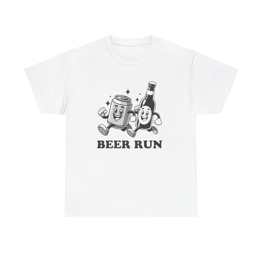 Beer Run Funny Graphic T Shirt NEW ADULT Unisex Heavy Cotton Tee