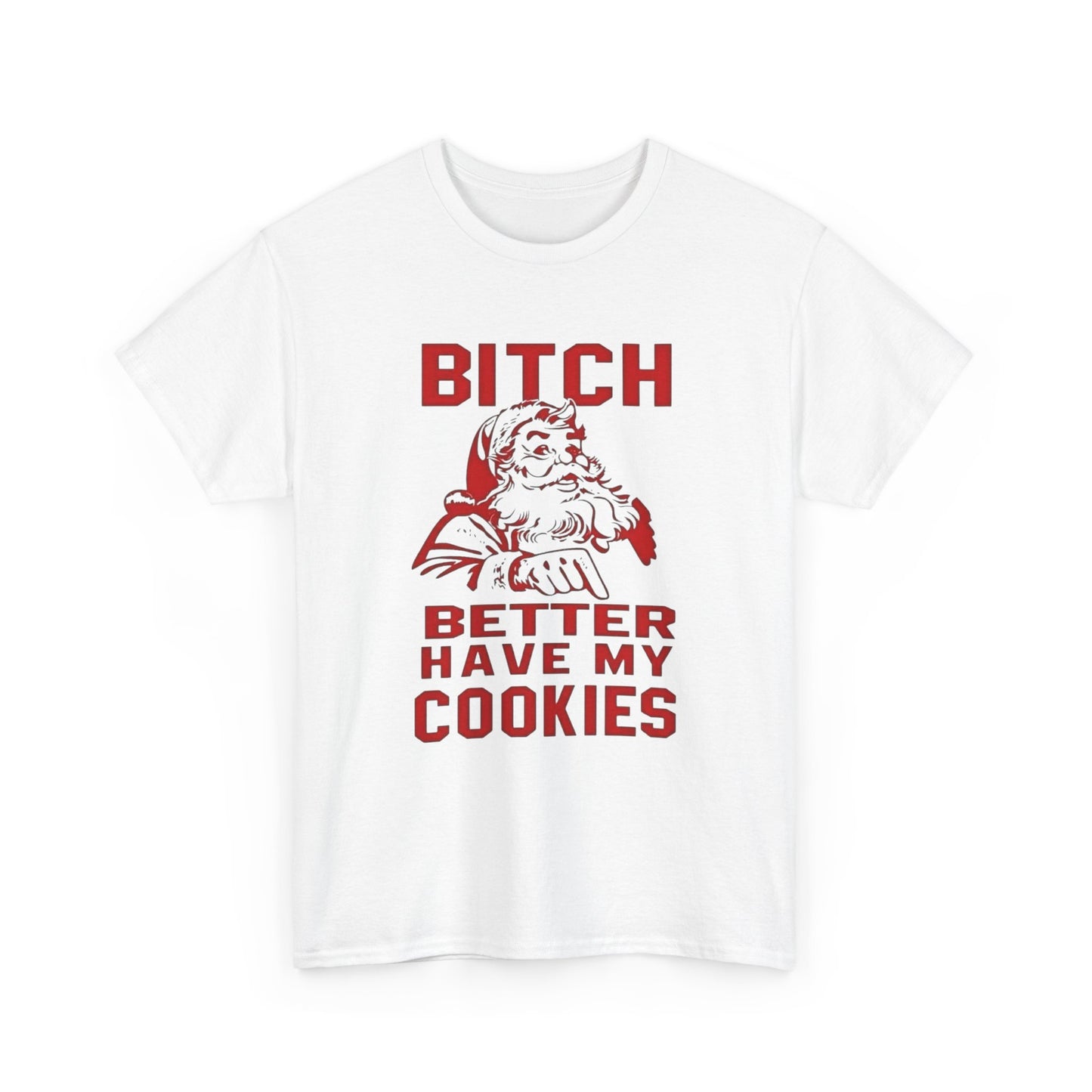 Santa Hilarious Cookies Jokes Christmas Graphic T Shirt Unisex Heavy Cotton Tee