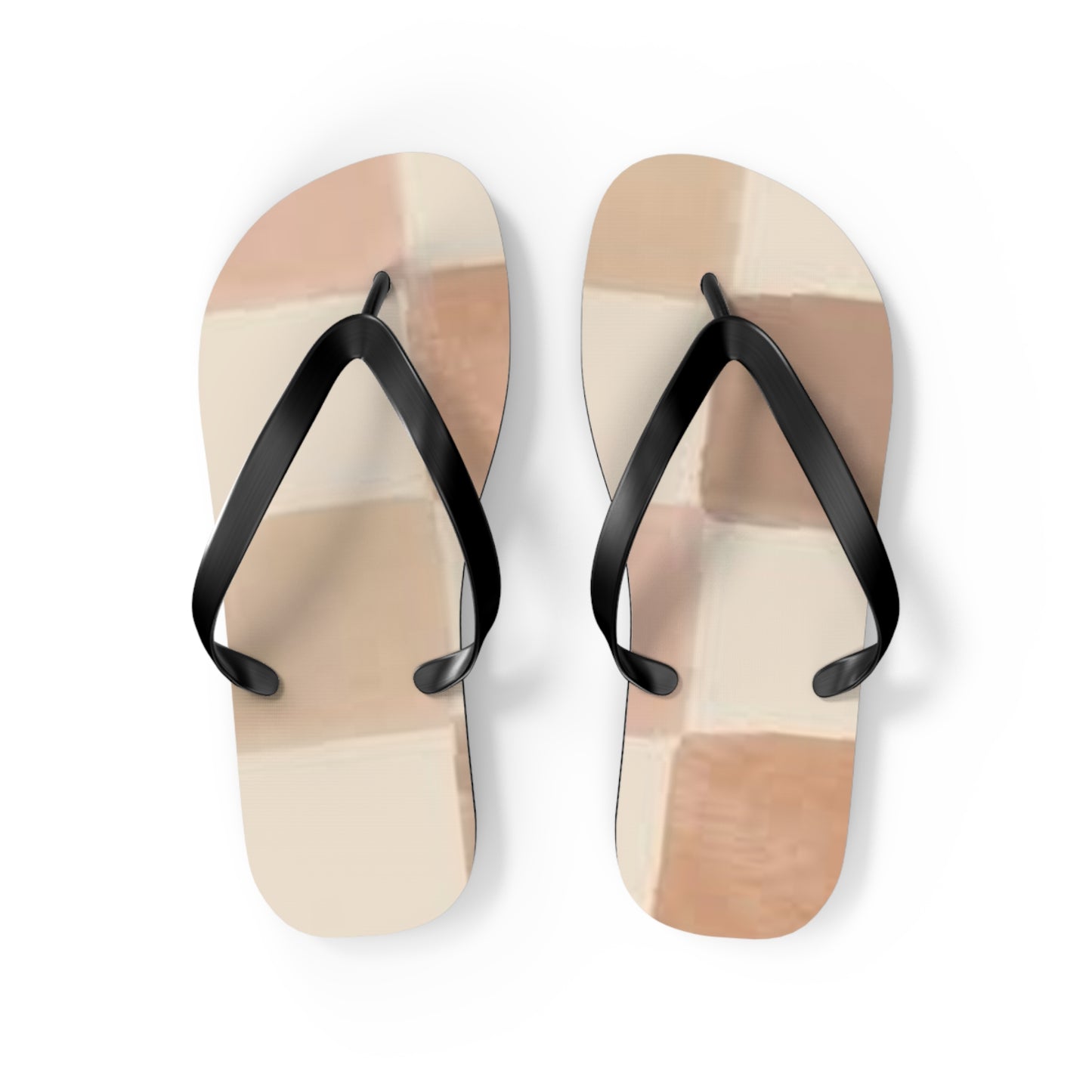 Tan Checkered Sandals, Beach Shoes, Vacation Flip Flops, Pool Slides