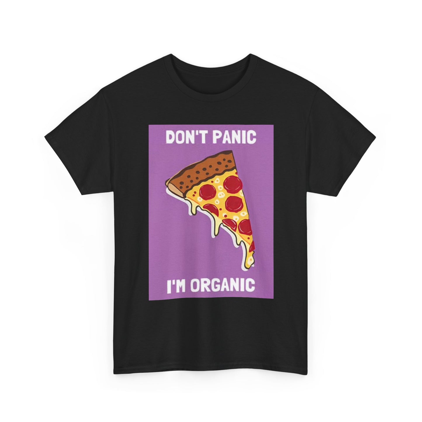 Dont Panic Its Organic graphic T Shirt Pizza Pie Unisex Heavy Cotton Tee