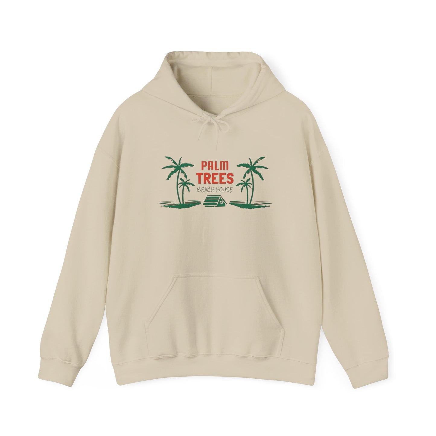 Palm Trees Beach House Graphic Hoodie Heavy Blend Sweatshirt NEW