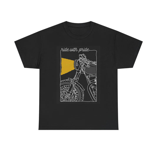 Ride With Pride Graphic T Shirt Vintage Motorcycles Unisex Heavy Cotton Tee