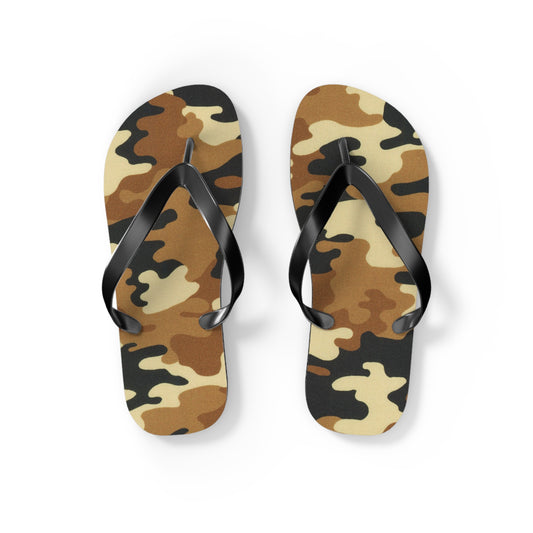 Waves And Sun Sandals Tan Camo Print Summer Flip Flops Slides BRAND NEW