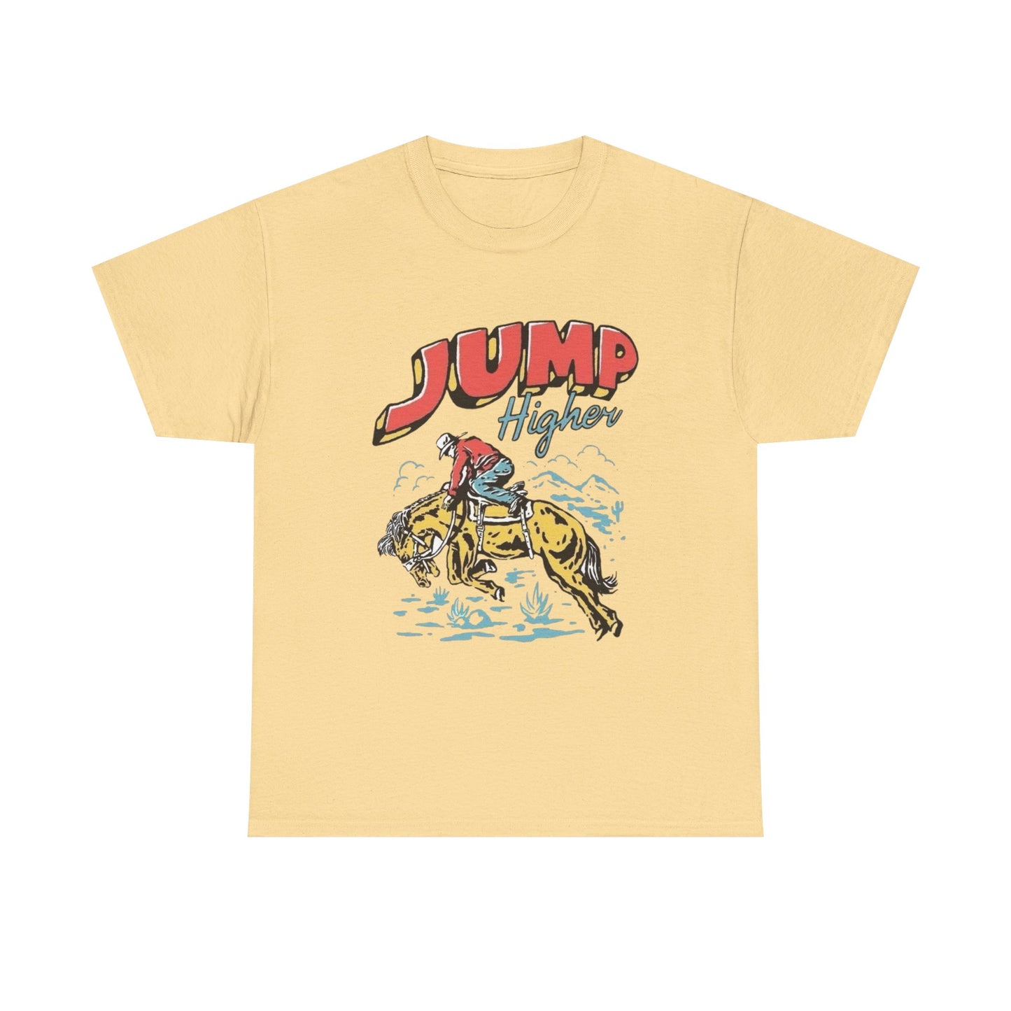 Jump Higher Cowboy Graphic T Shirt Unisex Heavy Cotton Tee New Gift