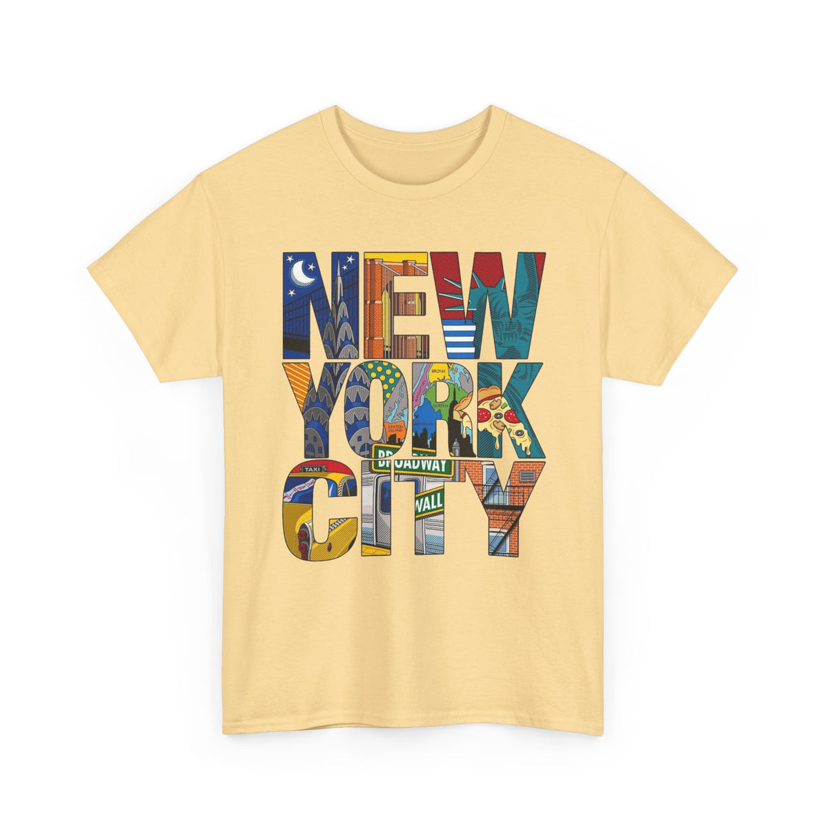 New York City Art Graphic T Shirt Men's Classic Retro Heavy Cotton Tee