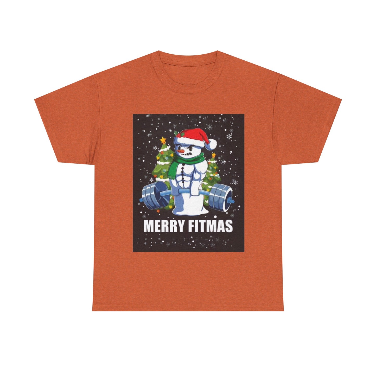 Merry Fitmas Shirt Funny Gym Snowman Christmas Gym Unisex Heavy Cotton Tee