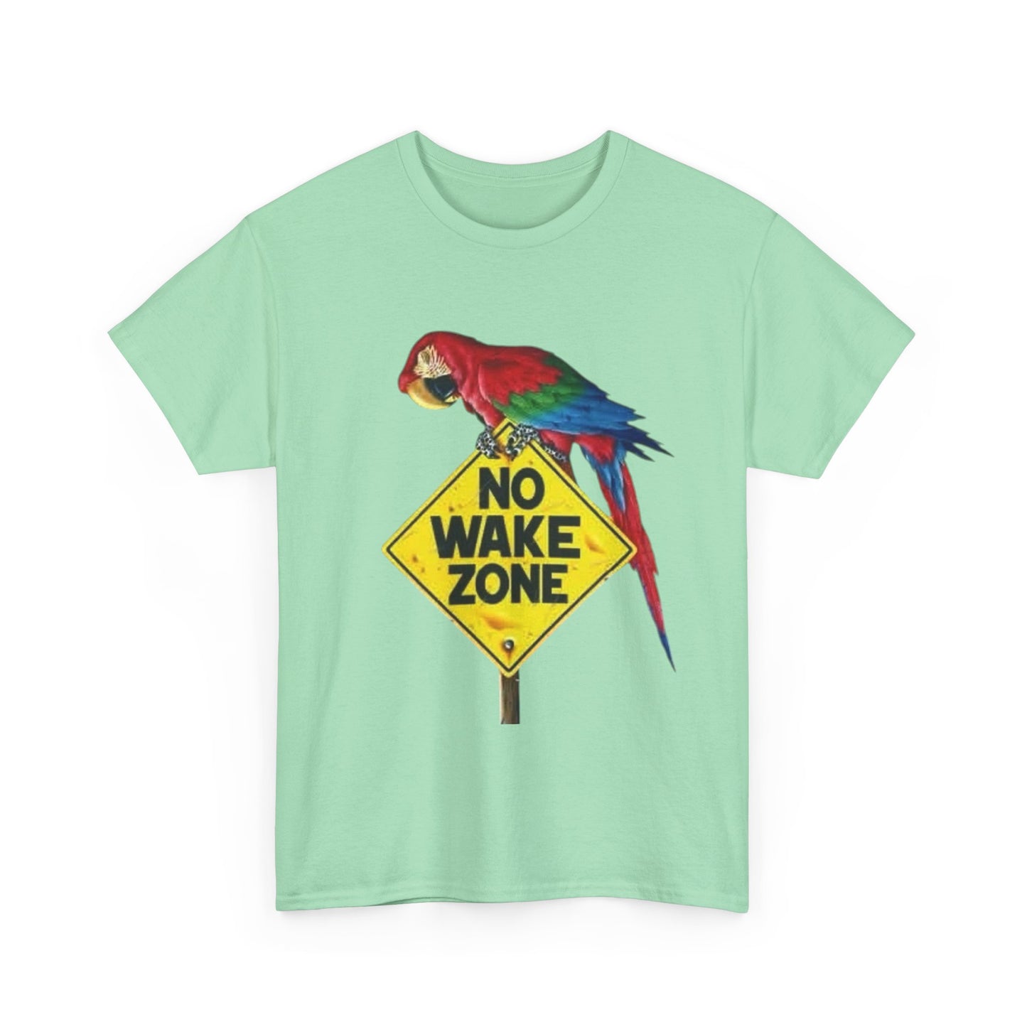 No Wake Zone Parrots Buffett Graphic T-Shirt Unisex Heavy Cotton Tee NEW