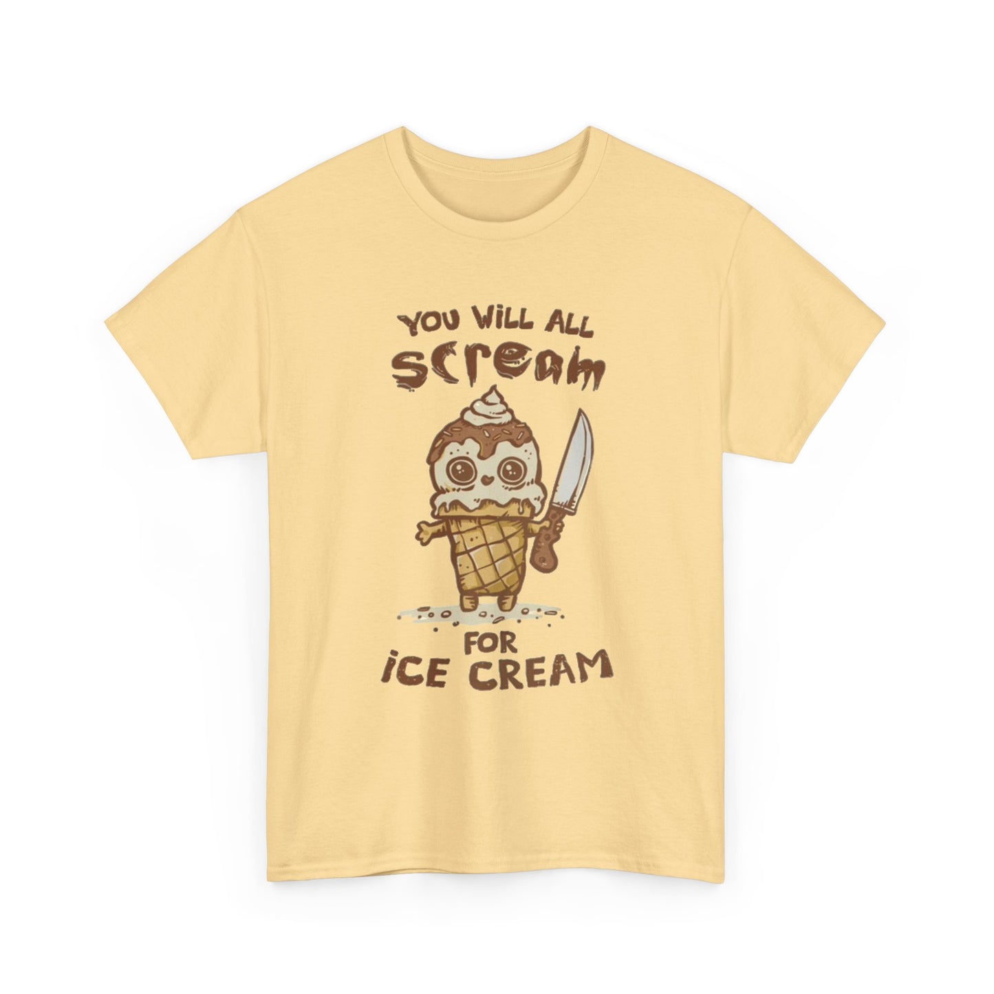 Scream For Ice Cream Funny Graphic T Shirt NEW Unisex Heavy Cotton Tee