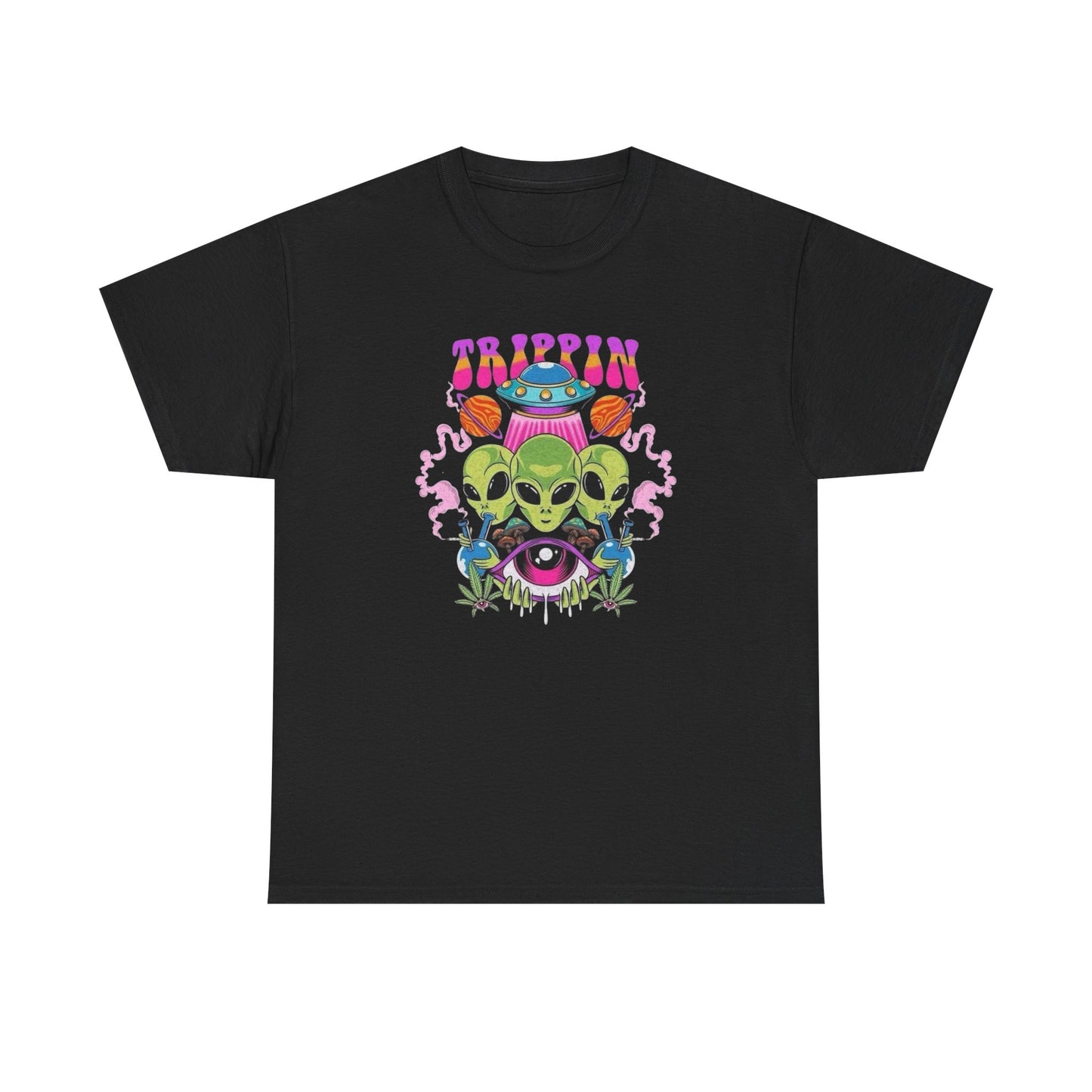 Mushrooms Trippin Funny Aliens Graphic T Shirt S-5XL NEW Unisex Heavy Cotton Tee