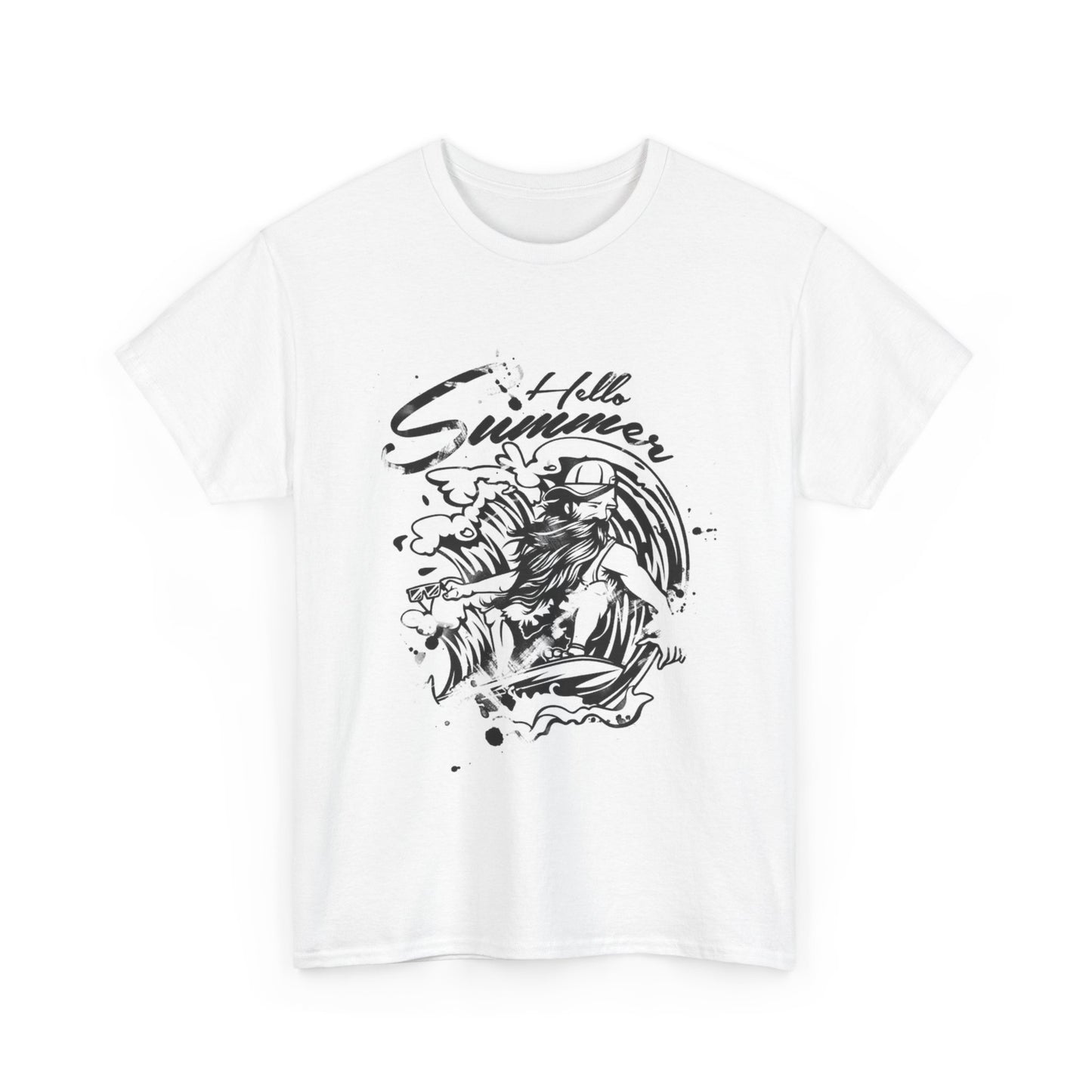 Hello Summer Surfing Graphic T Shirt Adult NEW Unisex Heavy Cotton Tee