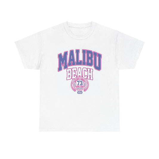 Malibu Beach Graphic T Shirt Vintage Retro Apparel Heavy Cotton Tee