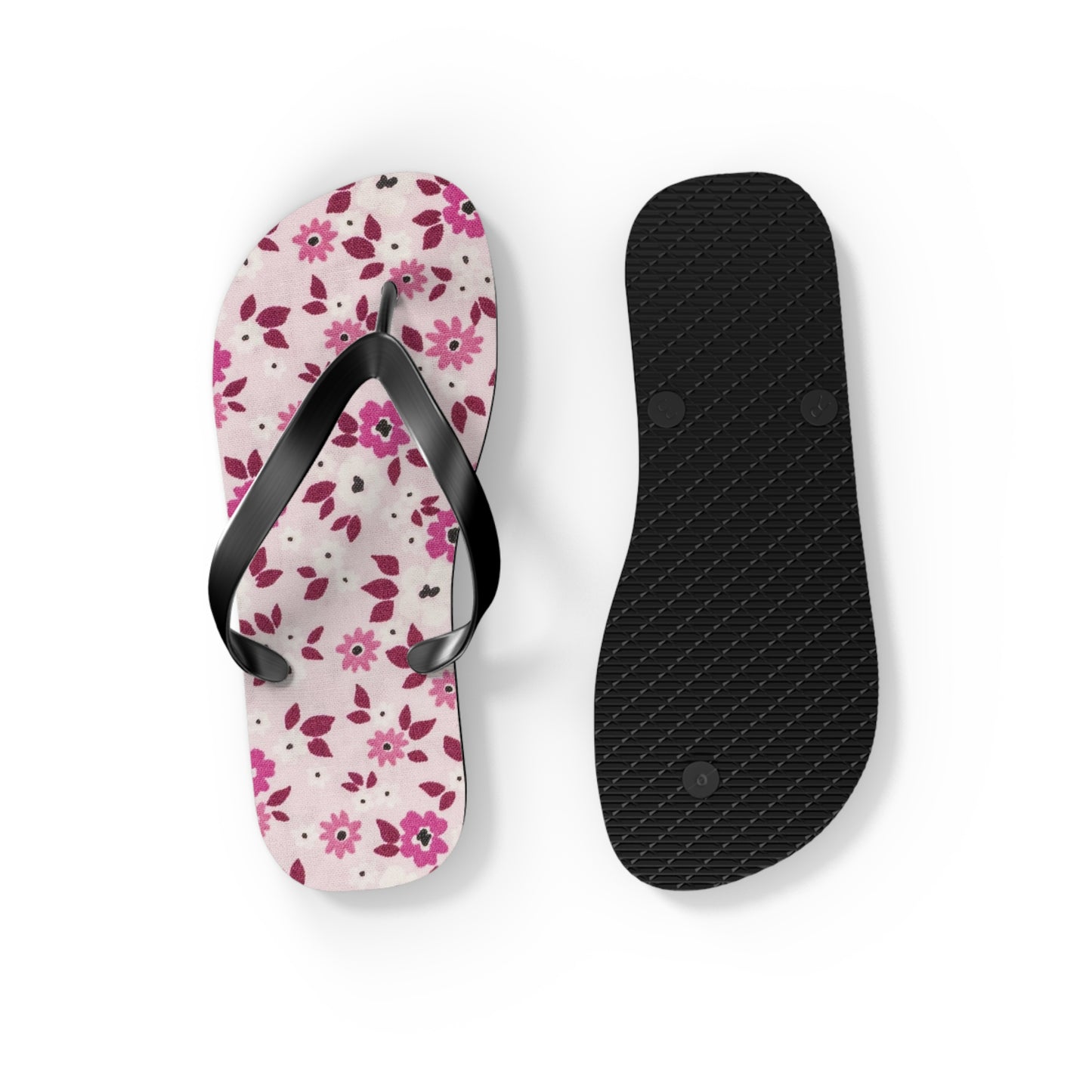 Waves And Sun Sandals Red And Pink Flowers Summer Flip Flops Slides BRAND NEW