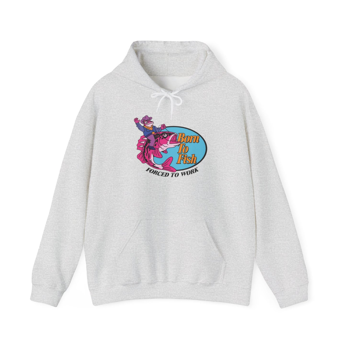 Born To Fish Forced To Work Graphic Hoodie Heavy Blend Sweatshirt NEW