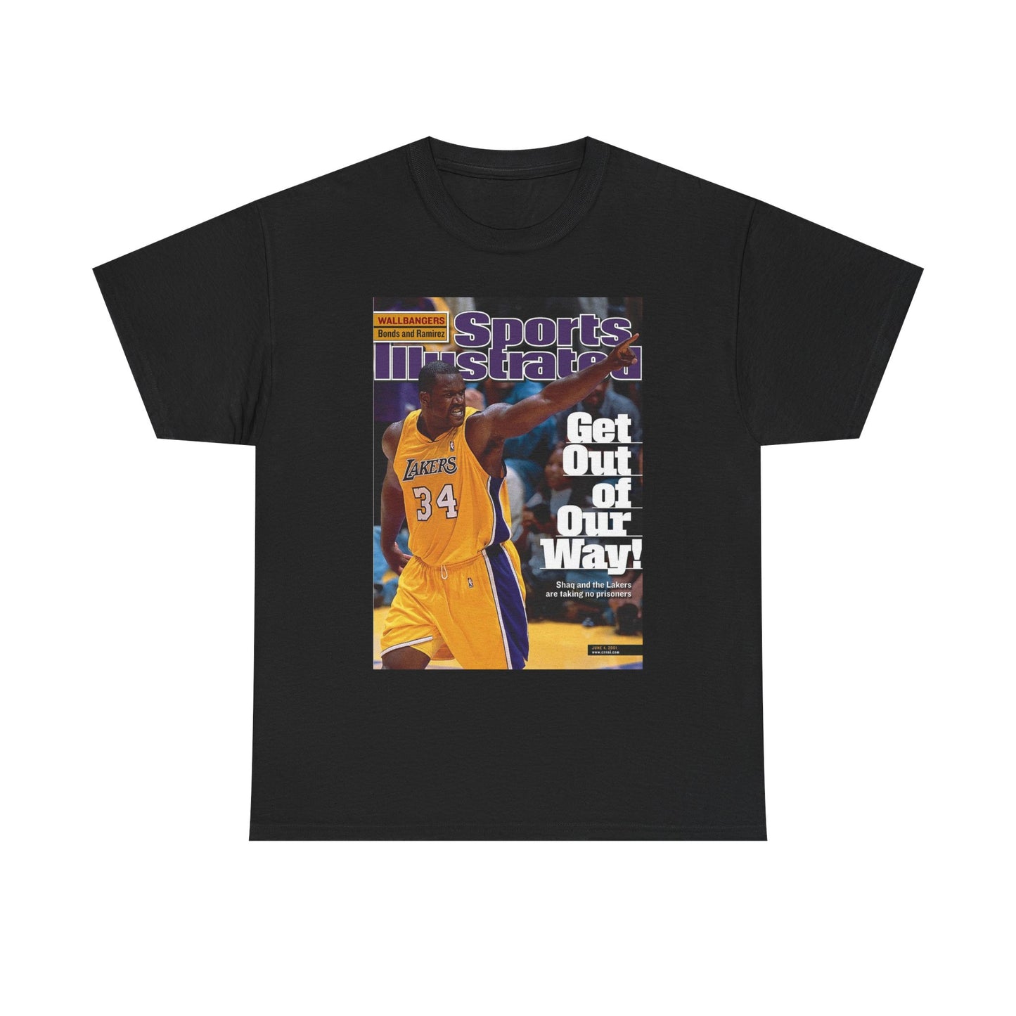 Shaq poster graphic T Shirt Vintage Lakers Basketball Retro Unisex Heavy Cotton