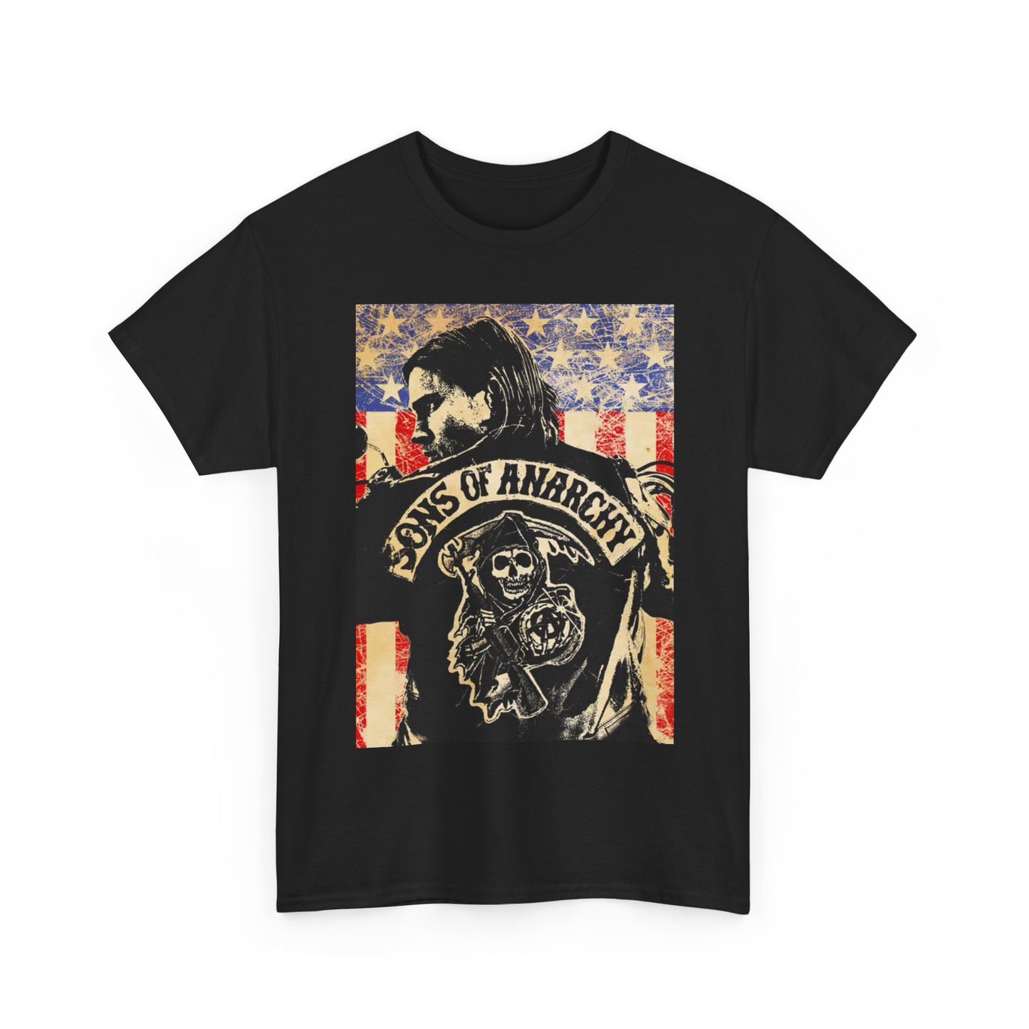 Sons Of Anarchy Tshirt American Flag Biker California Unisex Heavy Cotton Tee