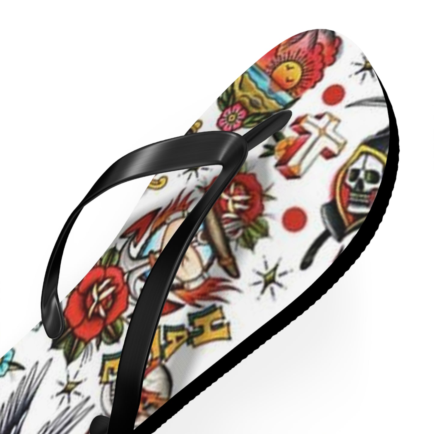 Sailor Jerry Navy Tattoos Sandals, Beach Shoes, Vacation Flip Flops, Pool Slides
