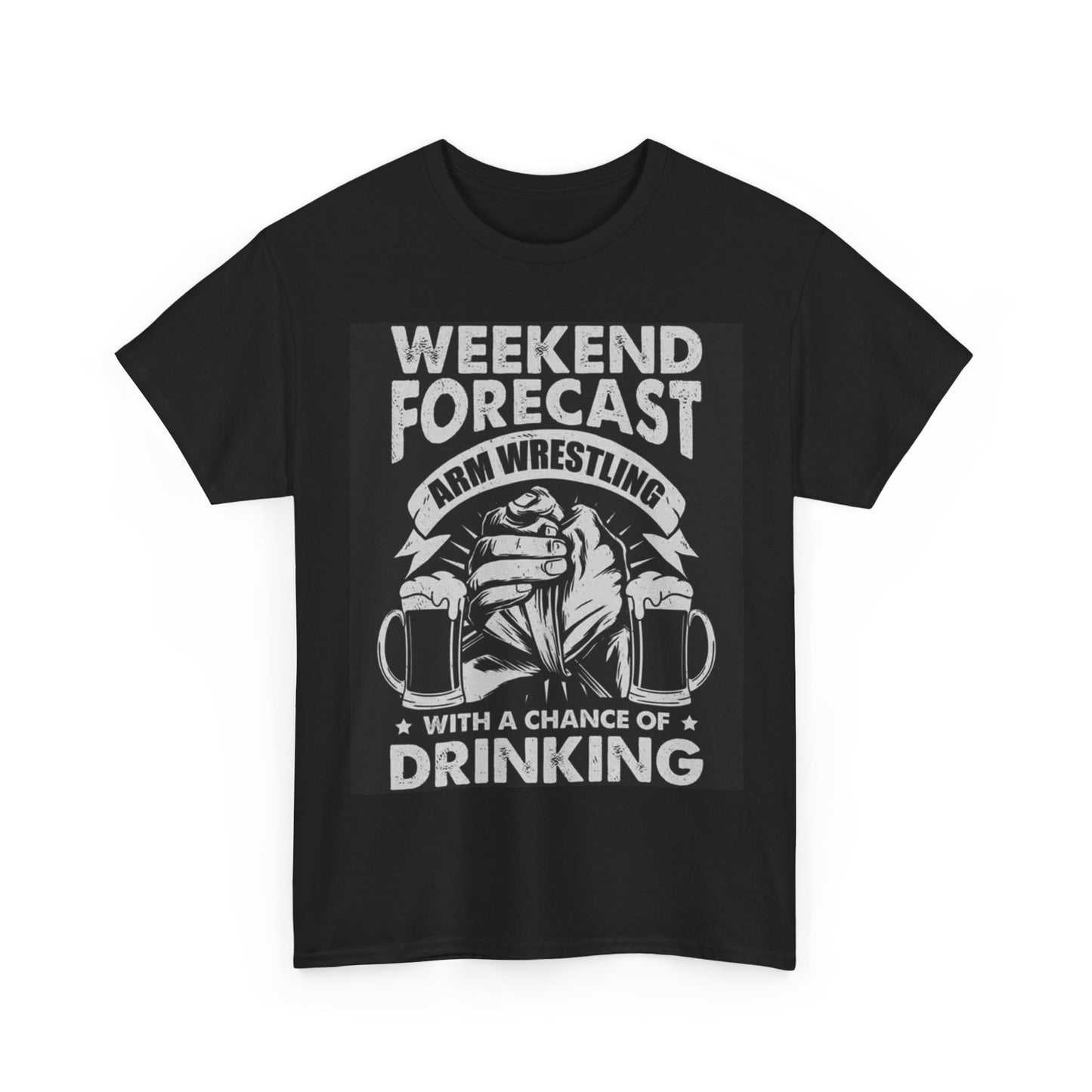 Arm Wrestling Tshirt Weekend Vibes Beer Funny Gift Gym Unisex Heavy Cotton Tee