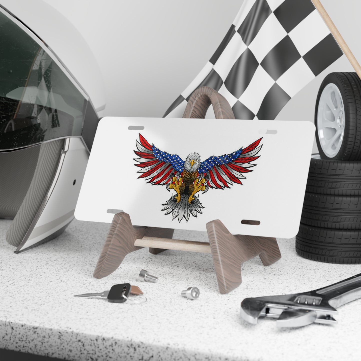 American Flag Bald Eagle License Plate USA MADE Vanity Plate