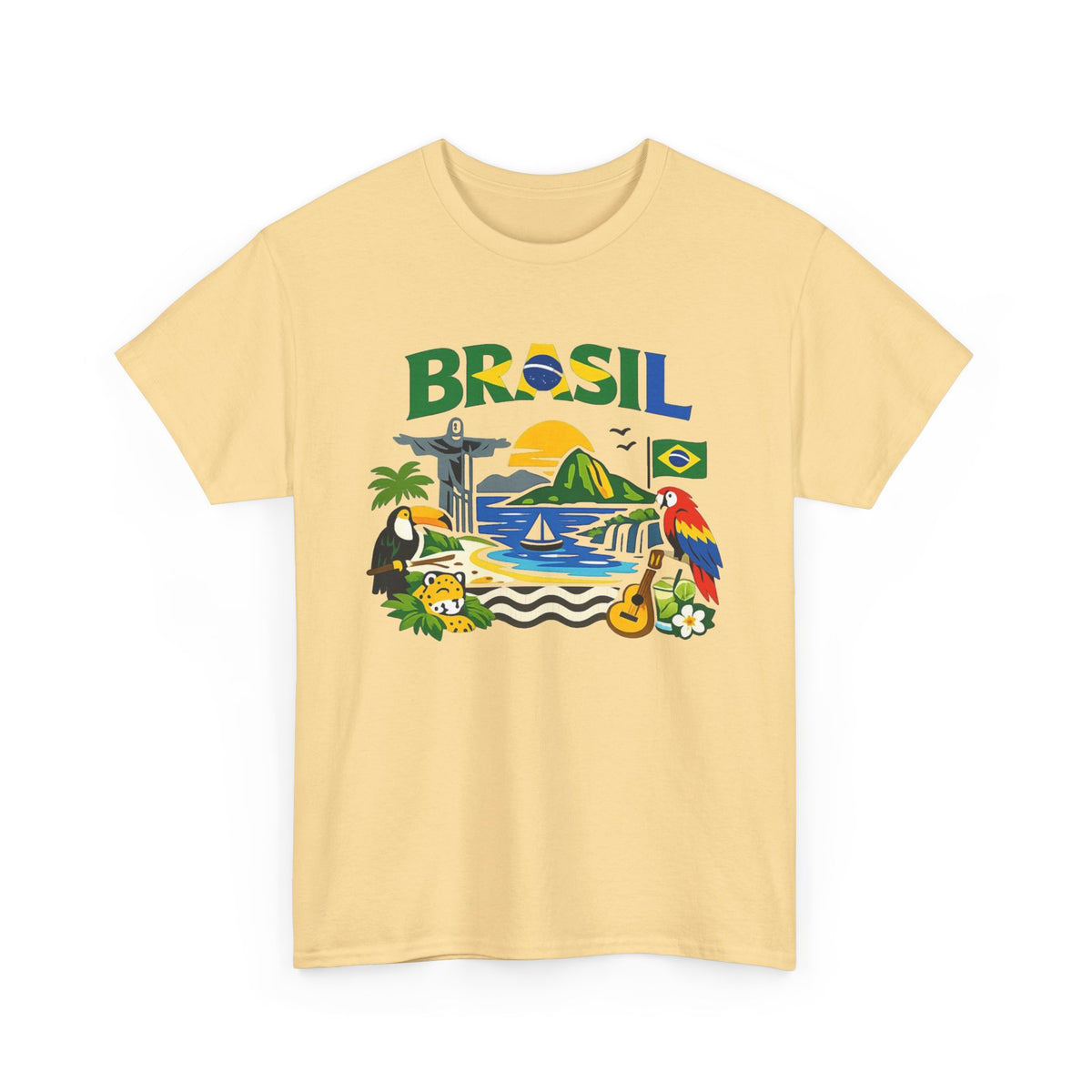 Brazil Flag Retro Graphic T Shirt Men's Heavy Cotton Tee