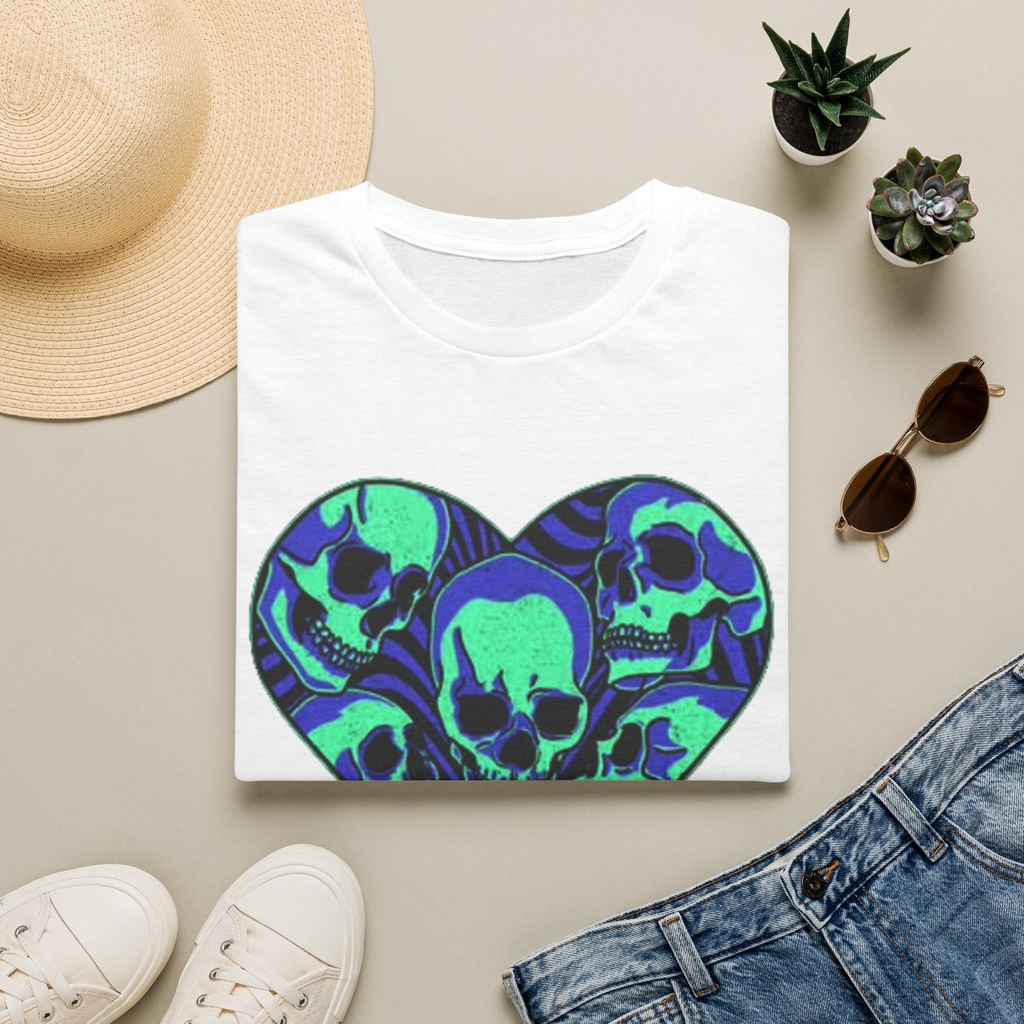 Death Heart Graphic T Shirt Retro Skeleton Unisex Softstyle T-Shirt