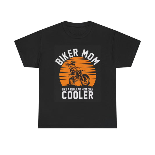 Biker Mom Graphic T Shirt Retro Funny Motorcycles Unisex Heavy Cotton Tee