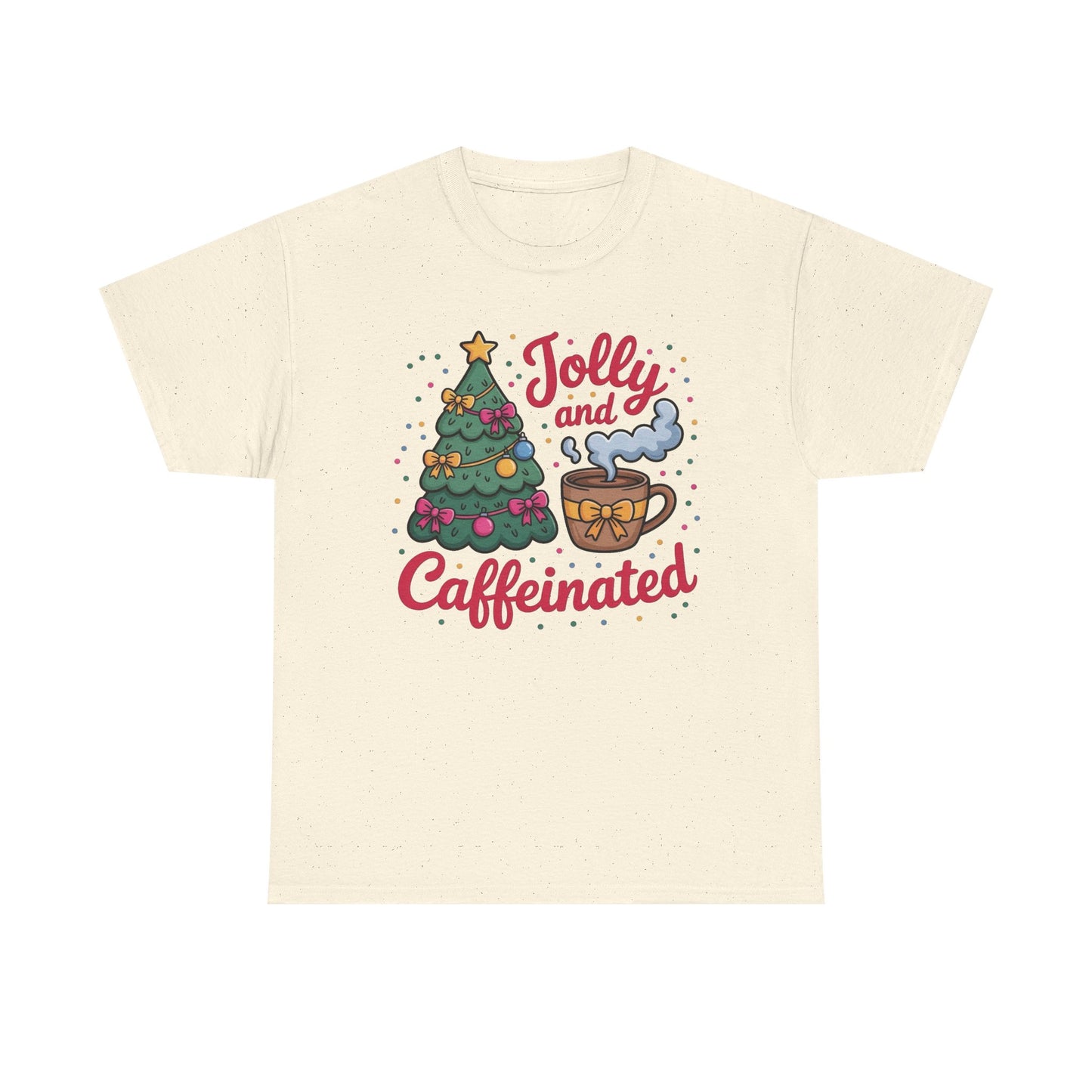 Jolly And Caffeinated Christmas Coffee Graphic T Shirt NEW ADULT