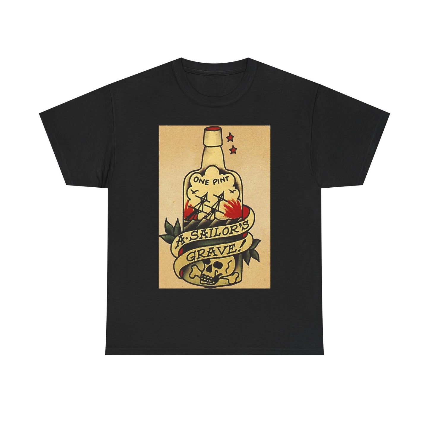 Sailor Jerry Tshirt Vintage Navy Tattoos Sailor Retro Unisex Heavy Cotton Tee 3