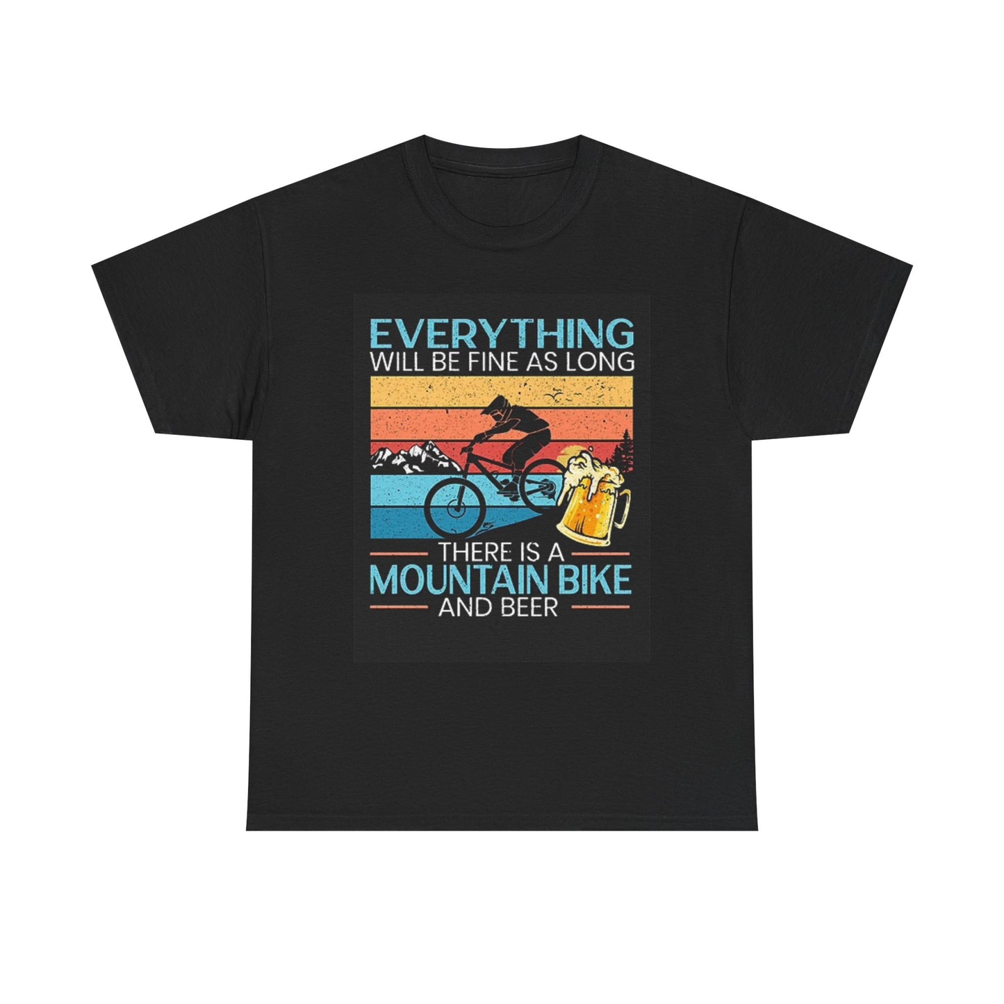 Mountain Bike And beer Graphic T Shirt Funny Outdoors Unisex Heavy Cotton Tee