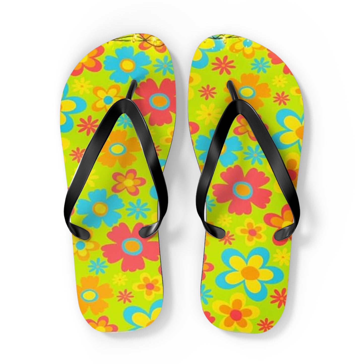 Waves And Sun Sandals Groovy Flowers Summer Flip Flops Slides BRAND NEW