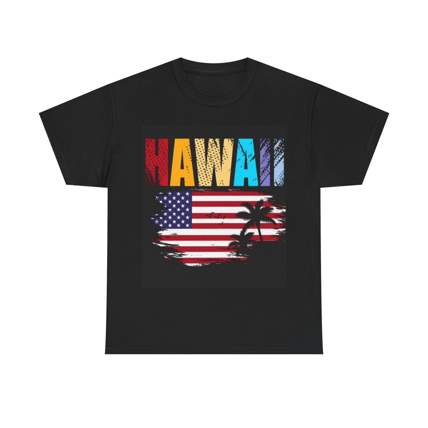 Hawaii Tshirt Hawaiian American Flag Beach USA Unisex Heavy Cotton Tee