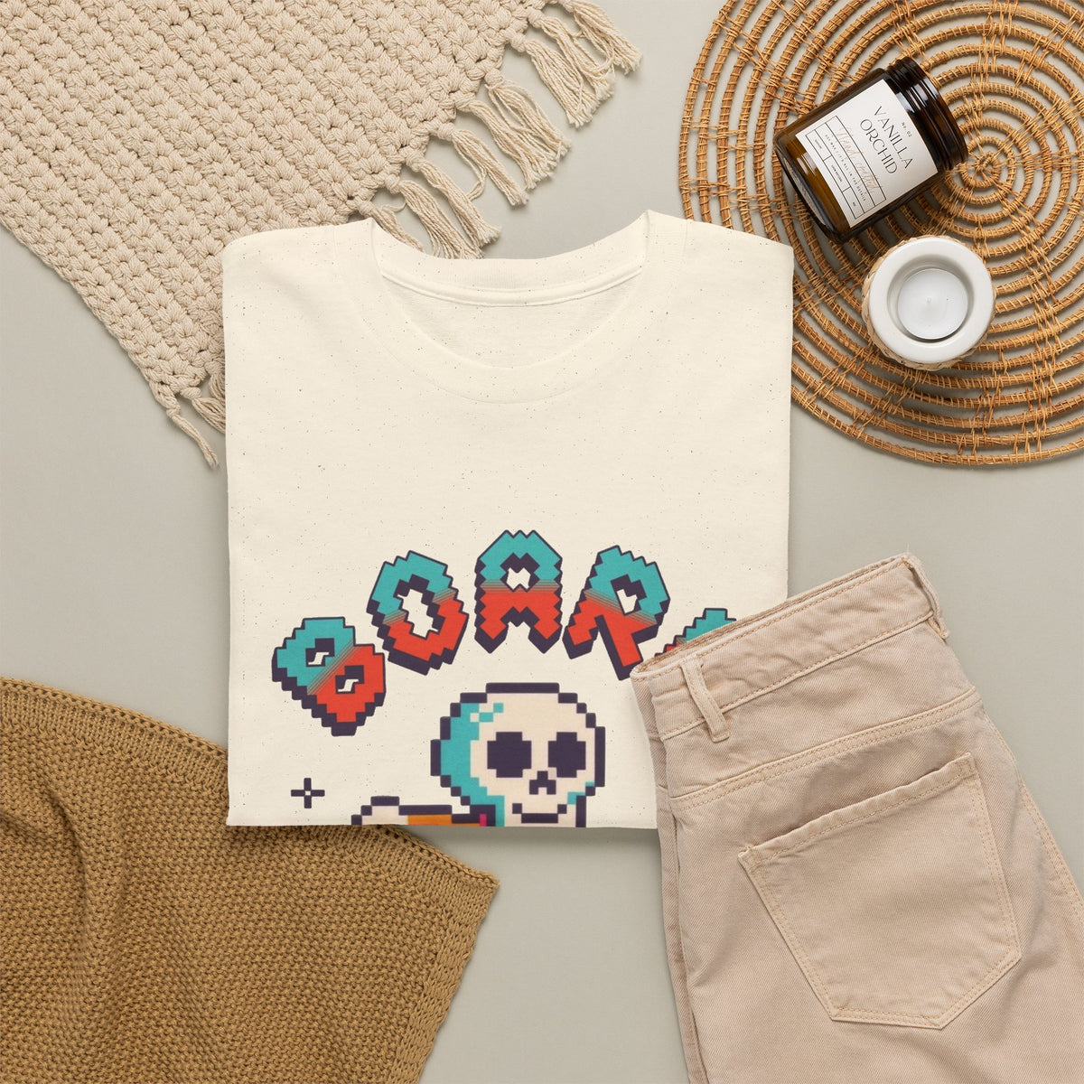 Board To The Bone Graphic T Shirt Skateboarding Men's Heavy Cotton Tee