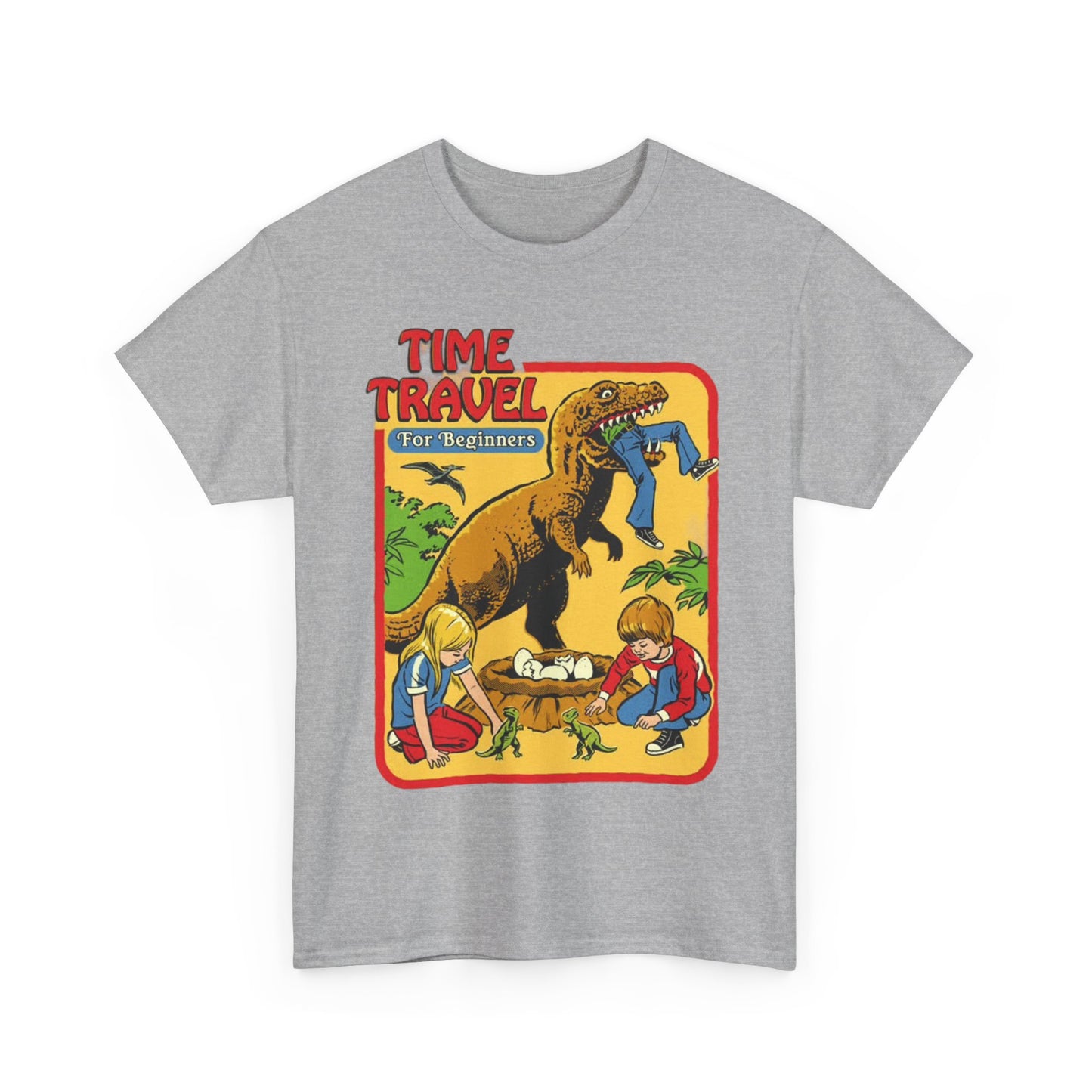 Time Travel Funny T shirt Kids Dinosaur Museum Unisex Heavy Cotton Tee 80s Retro