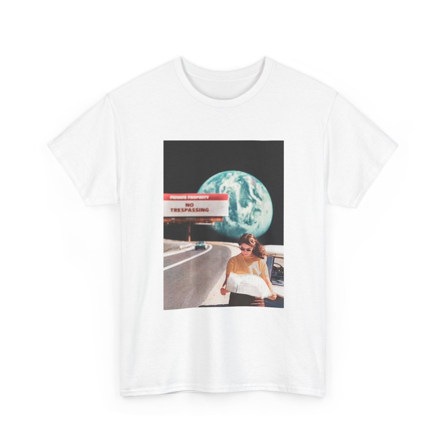 Space Travel Shirt Vintage Moon And Earth Graphic Unisex Heavy Cotton Tee