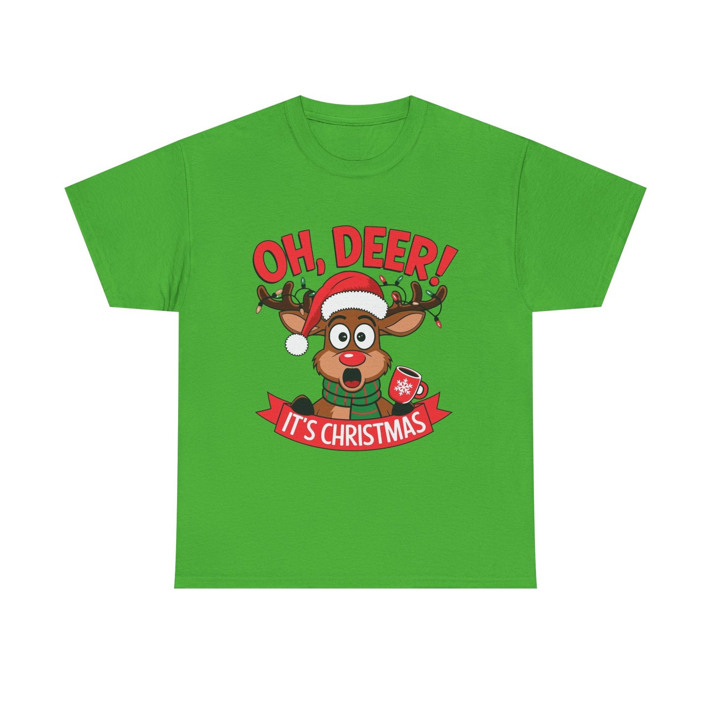 Oh Deer Its Christmas Graphic T Shirt NEW Unisex Heavy Cotton Tee