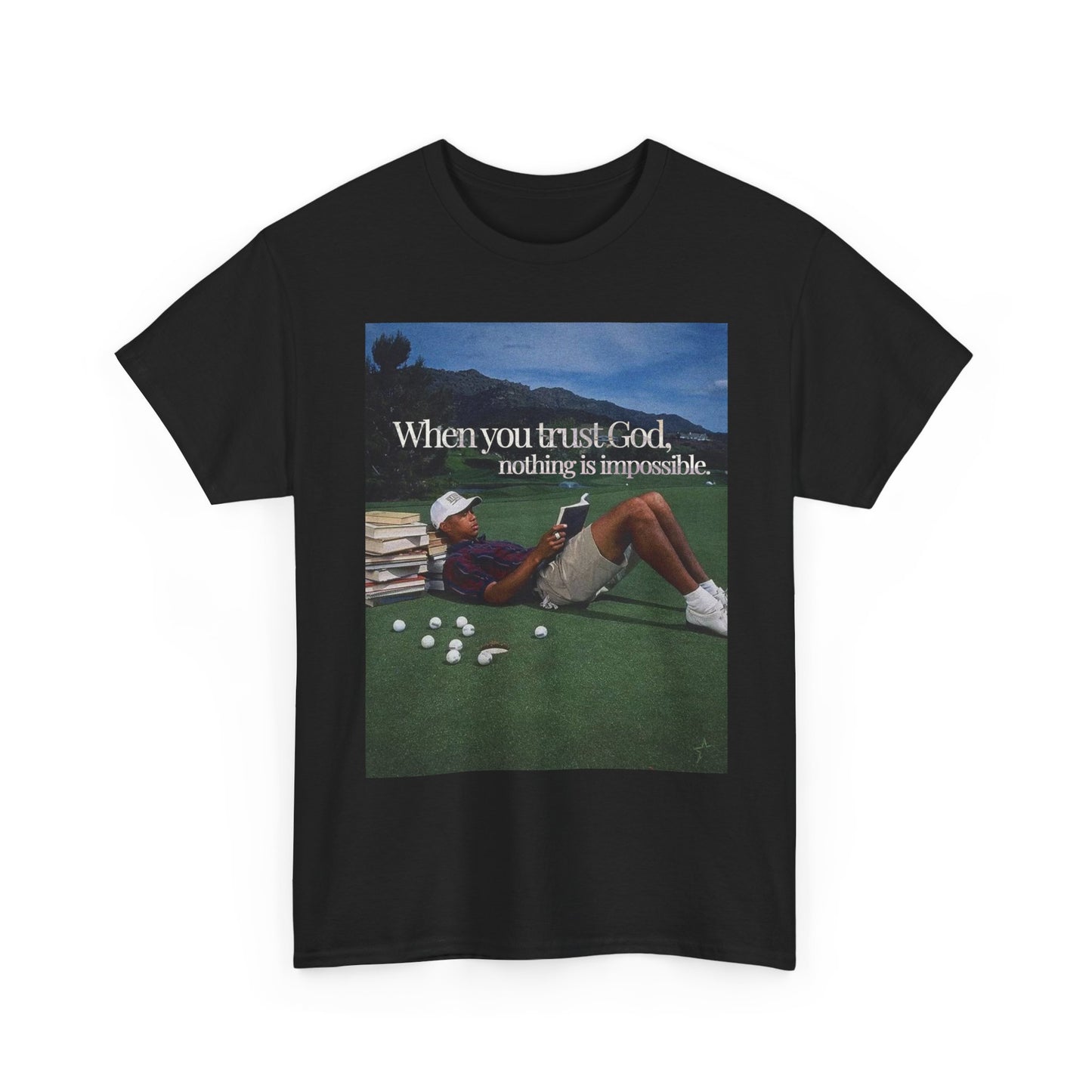 Tiger Woods Trust God Golfing Graphic T Shirt S-5XL Unisex Heavy Cotton Tee