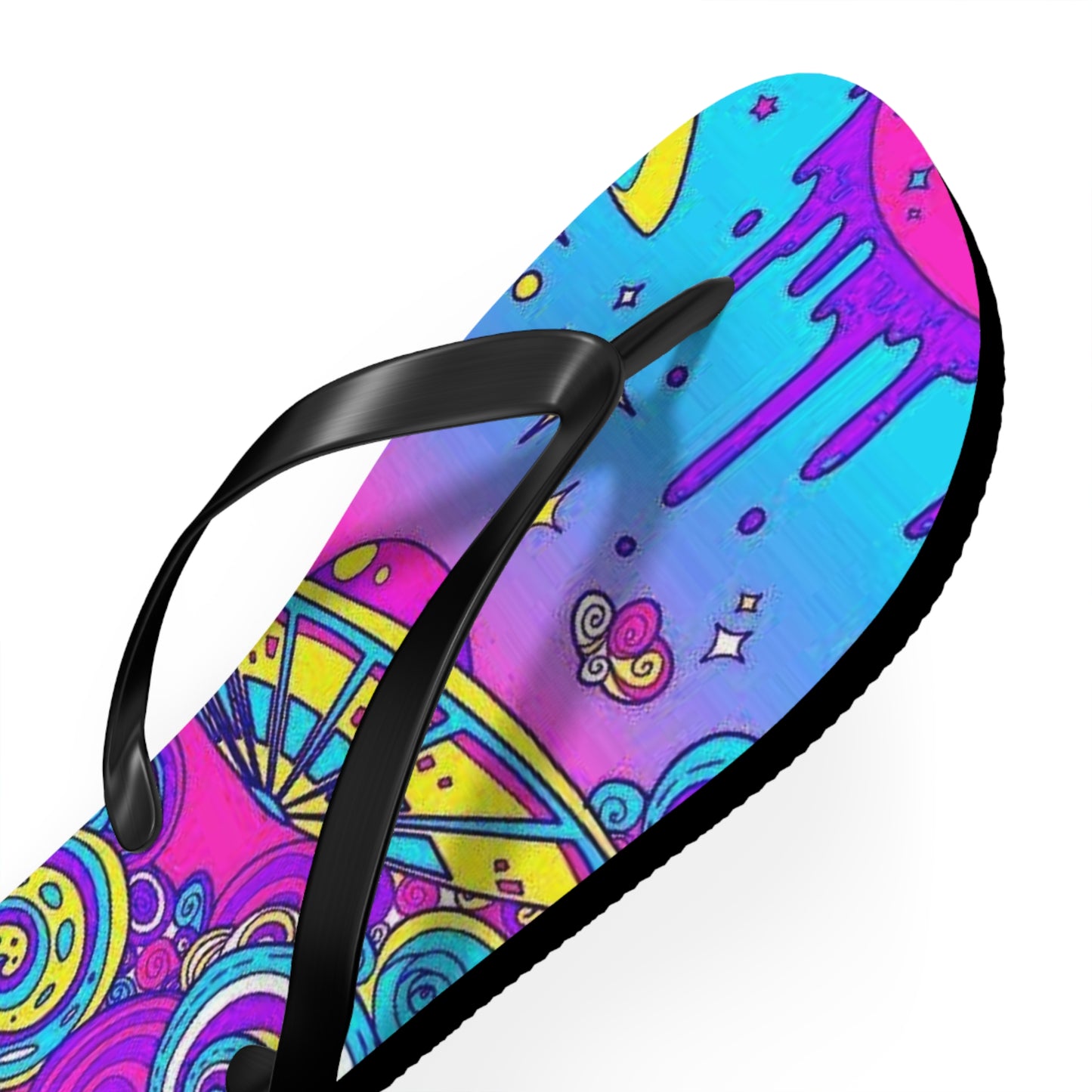 Neon Drip Beach Sandals, Slides for Summer, Flip Flops, Water Resistant