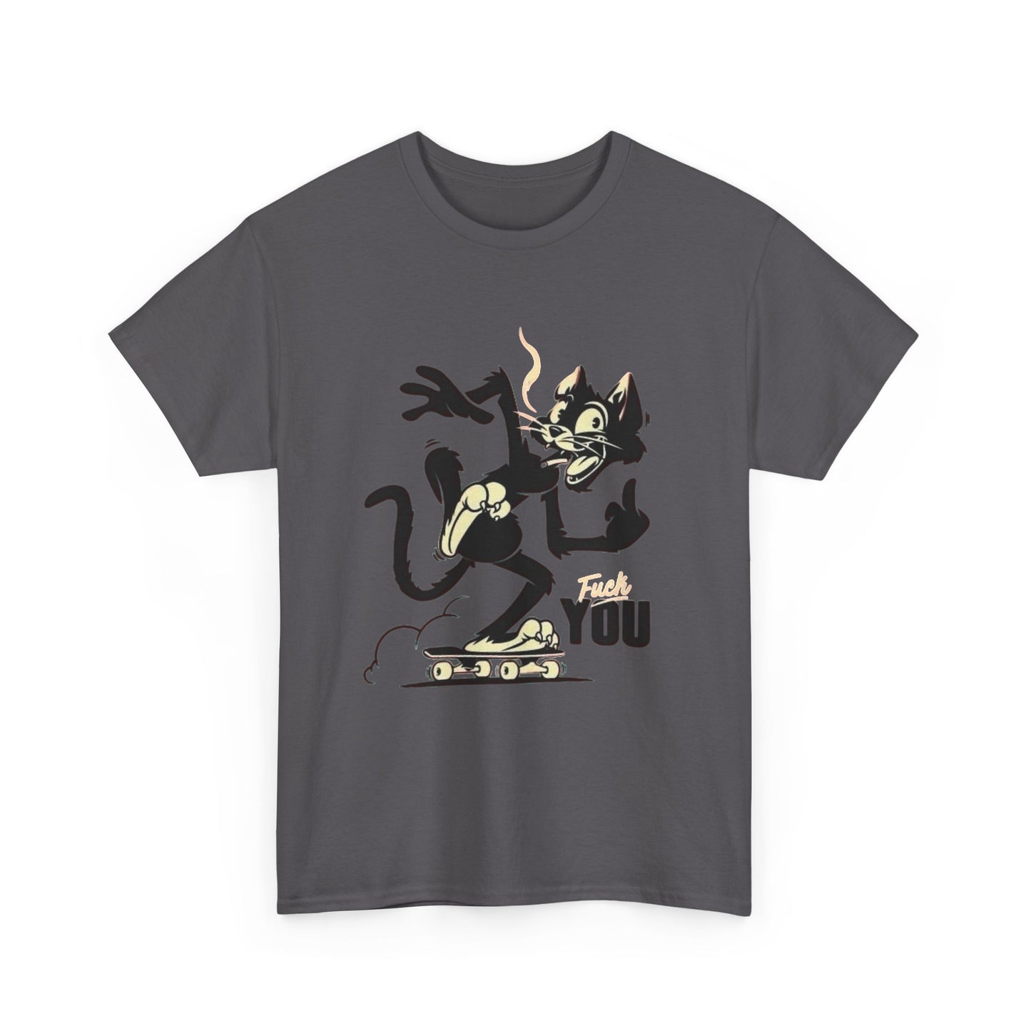 Funny Cat Middle Finger Graphic T Shirt NEW Vintage Unisex Heavy Cotton Tee