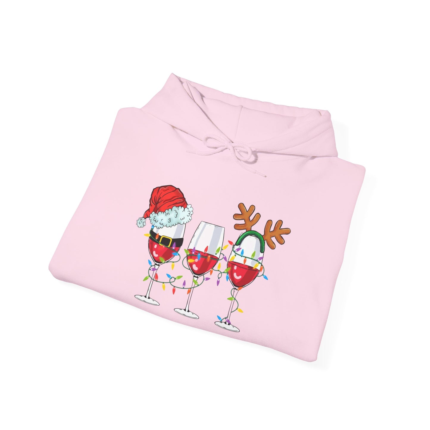 Christmas Wine Glasses Graphic Hoodie Unisex Heavy Blend™ Hooded Sweatshirt