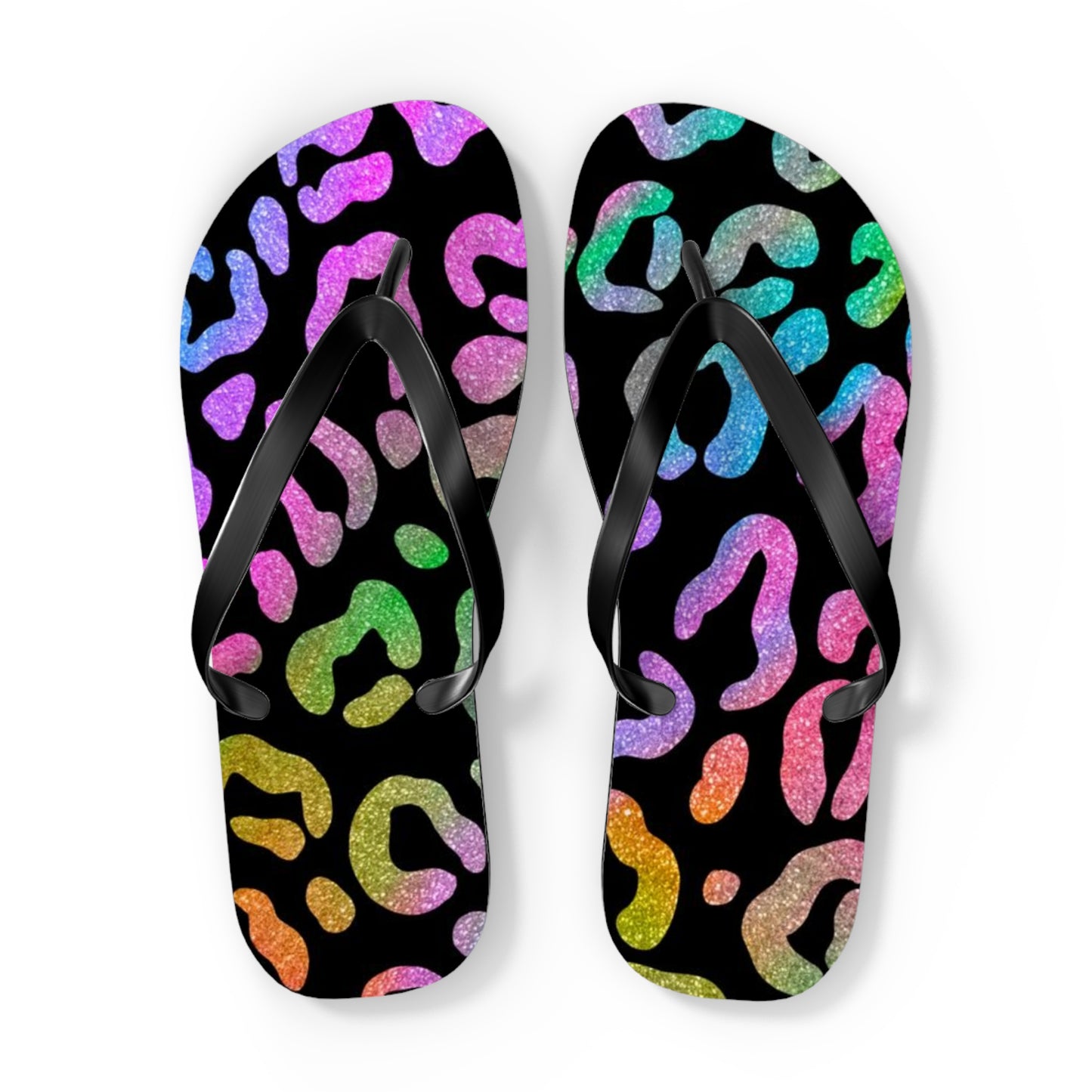 Glitter Cheetah Beach Sandals, Slides for Summer, Flip Flops, Water Resistant