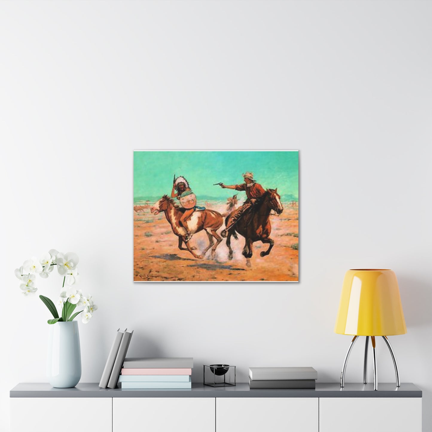 Cowboys And Indians Western AMERICA USA New Print Canvas Stretched, 0.75"