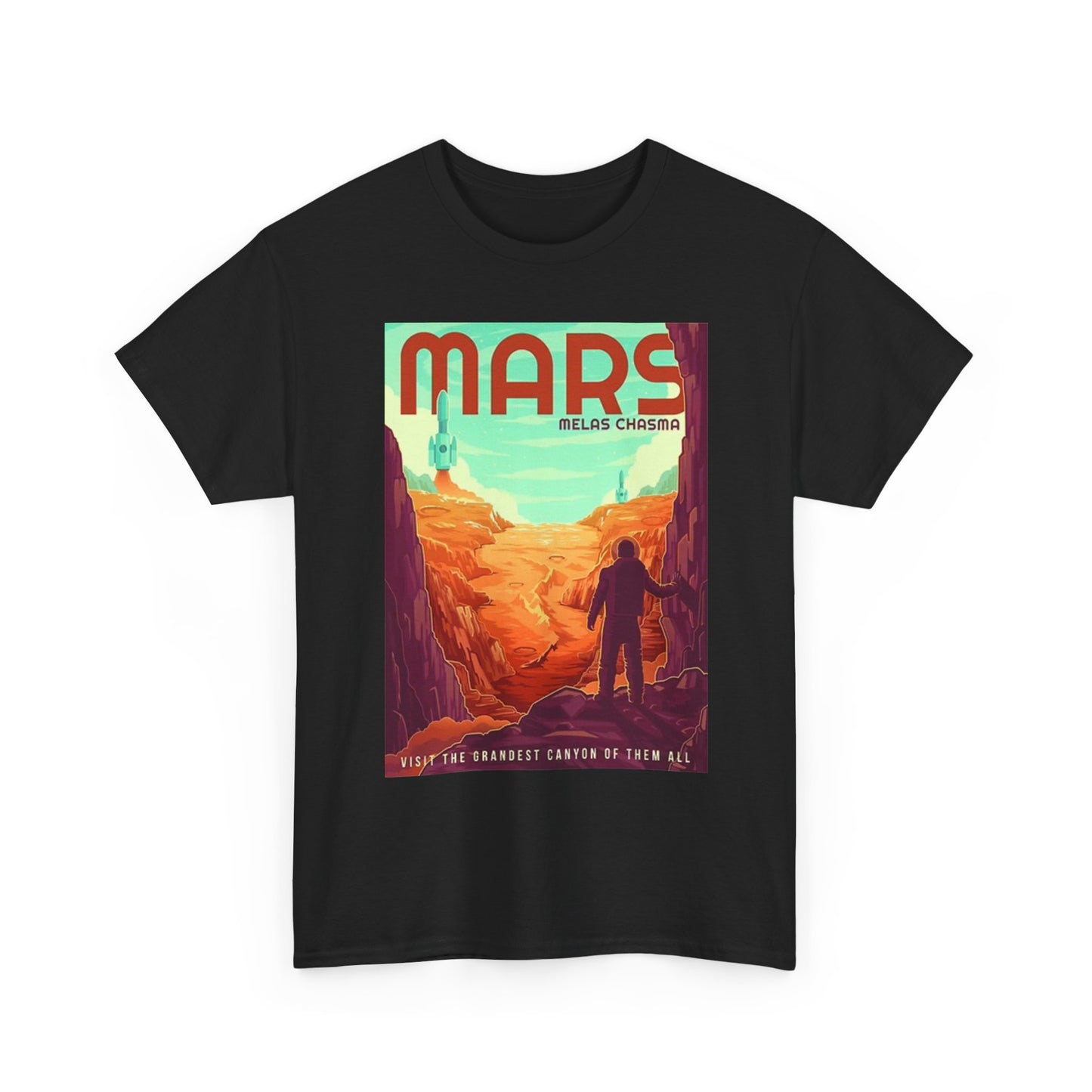Space And Mars Graphic T Shirt Retro Spaceman Unisex Heavy Cotton Tee