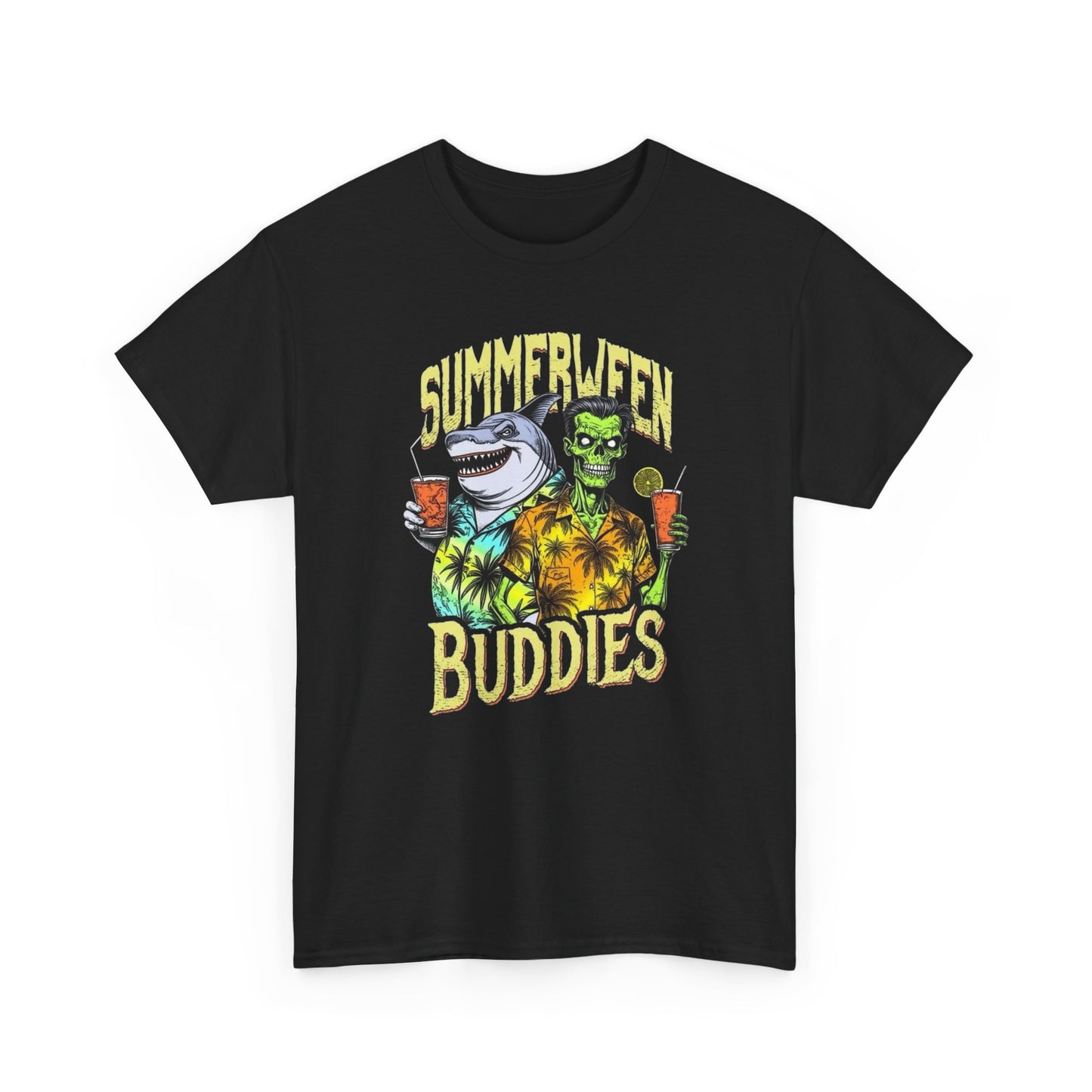 Summerween Buddies Halloween Graphic T Shirt Unisex Heavy Cotton Tee New Gift