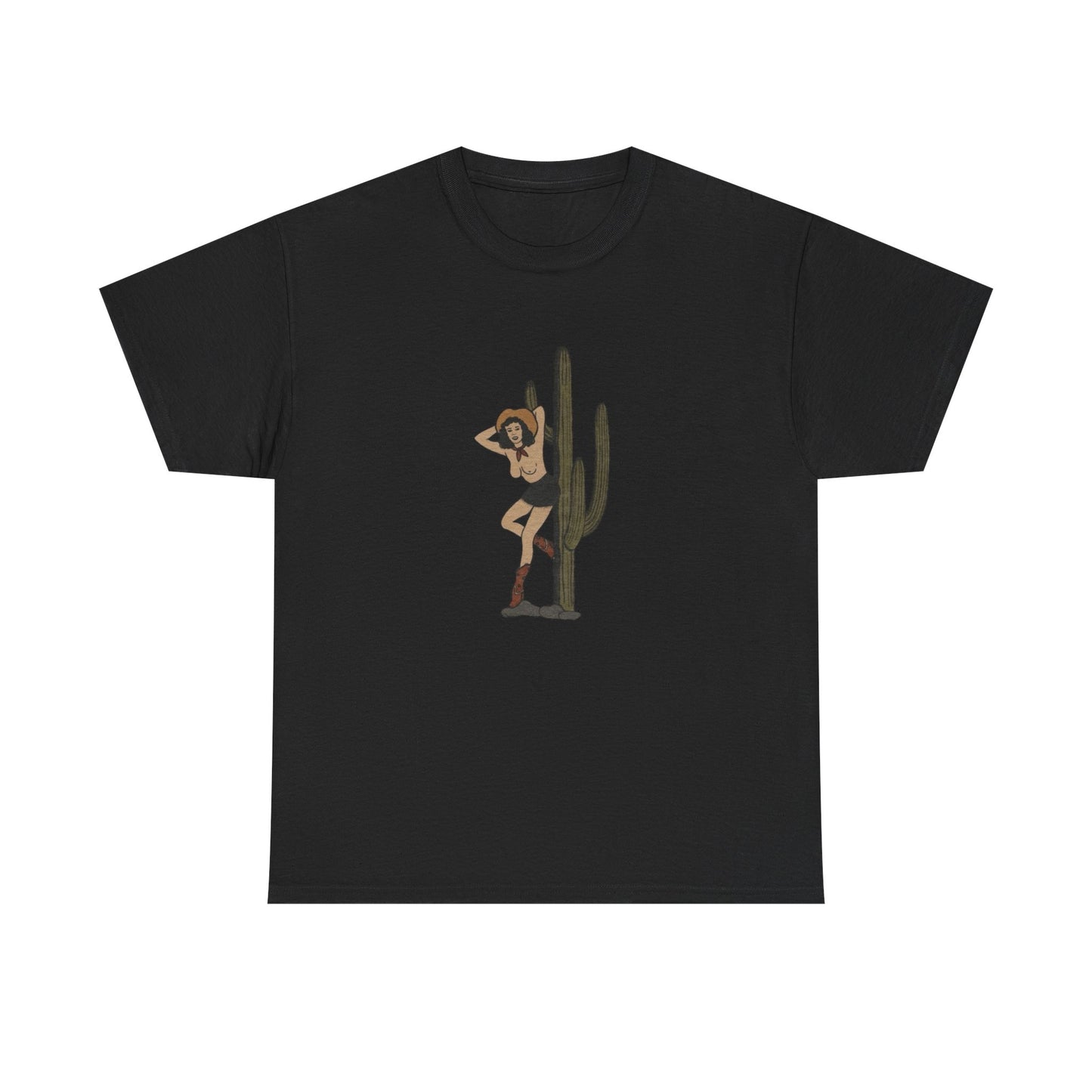 Desert Cowgirl Pinup Graphic T-Shirt Cotton Tee New Gift Vintage