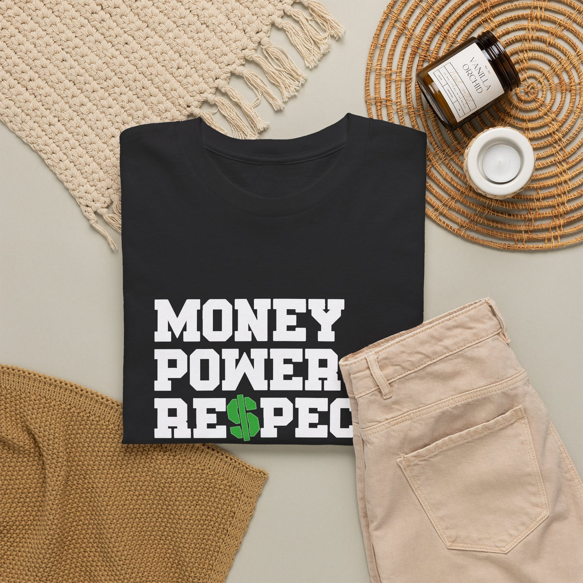 Money Power Respect Graphic T Shirt Men's Heavy Cotton Tee