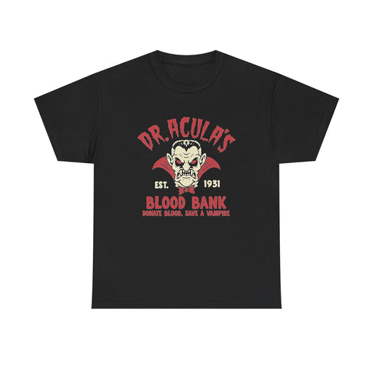 Dracula's Blood bank Graphic T Shirt Unisex Heavy Cotton Tee NEW