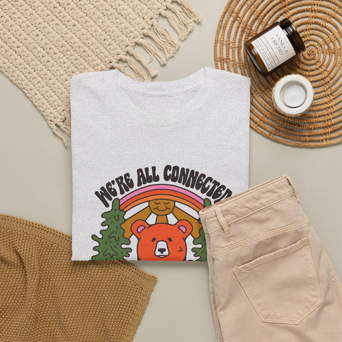 Were All Connected Mother Earth Graphic T Shirt Men's Heavy Cotton Tee