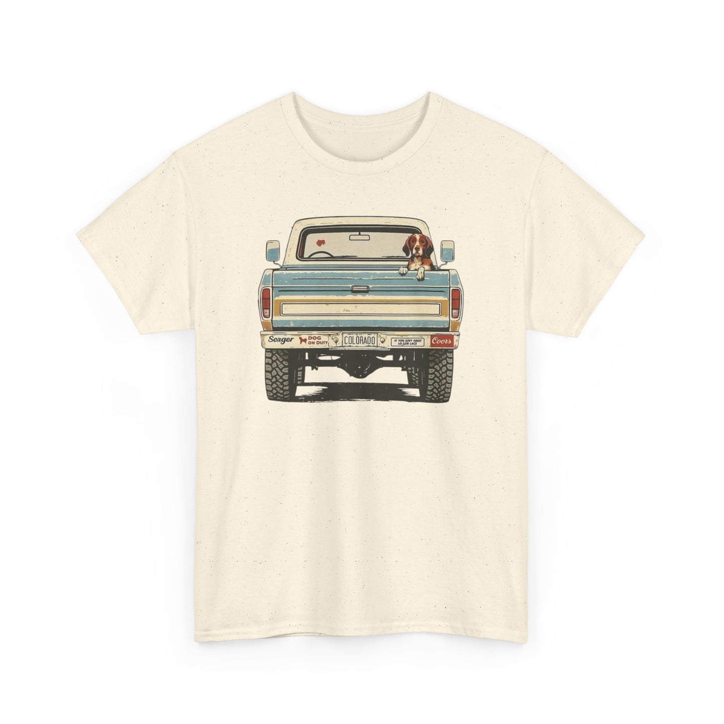 Mans Best Friend In Pickup Truck USA Graphic T Shirt NEW Unisex Heavy Cotton Tee