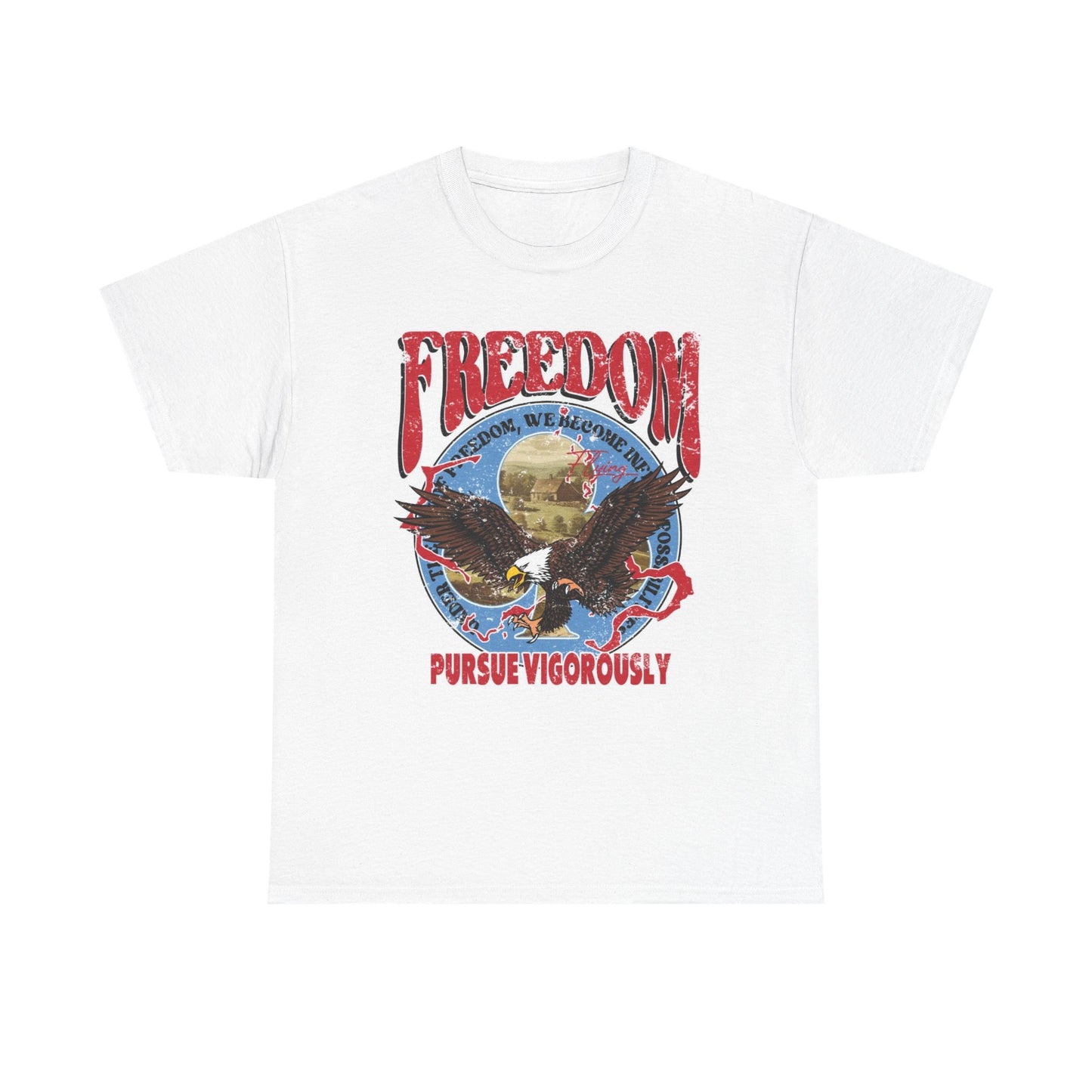 Freedom Purse Vigorously Graphic T Shirt Retro Eagle Unisex Heavy Cotton Tee