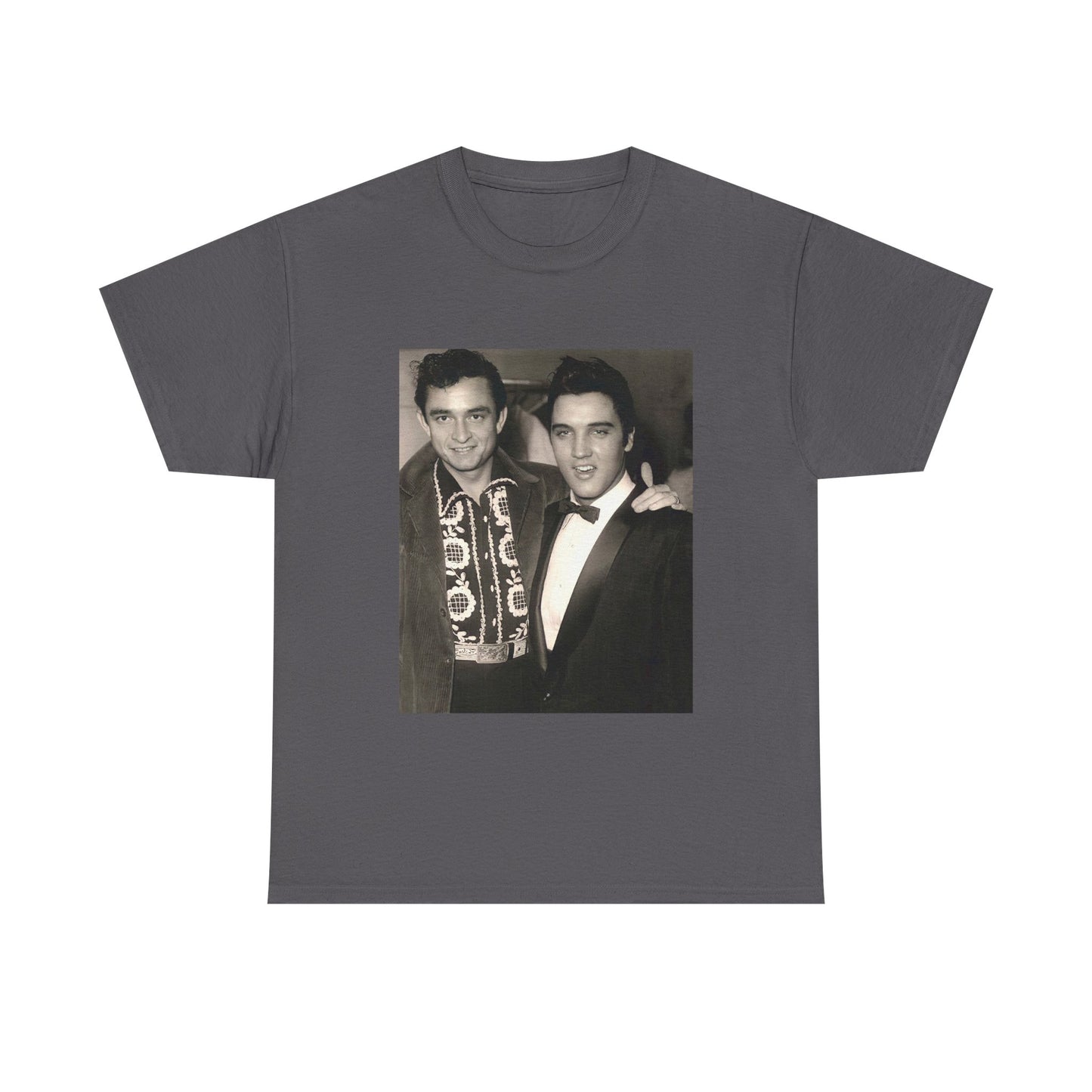 Elvis And Johnny cash shirt vintage graphic art black and white Heavy Cotton